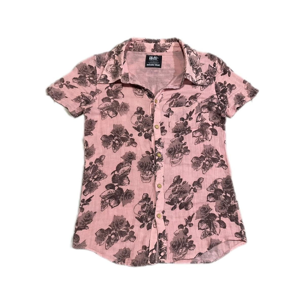 Hysteric Glamour × If Six Was Nine × Japanese Brand 🔥Sick Y2K Glad News Floral Skulls Shirt Size US M / EU 48-50 / 2 - 2 Thumbnail