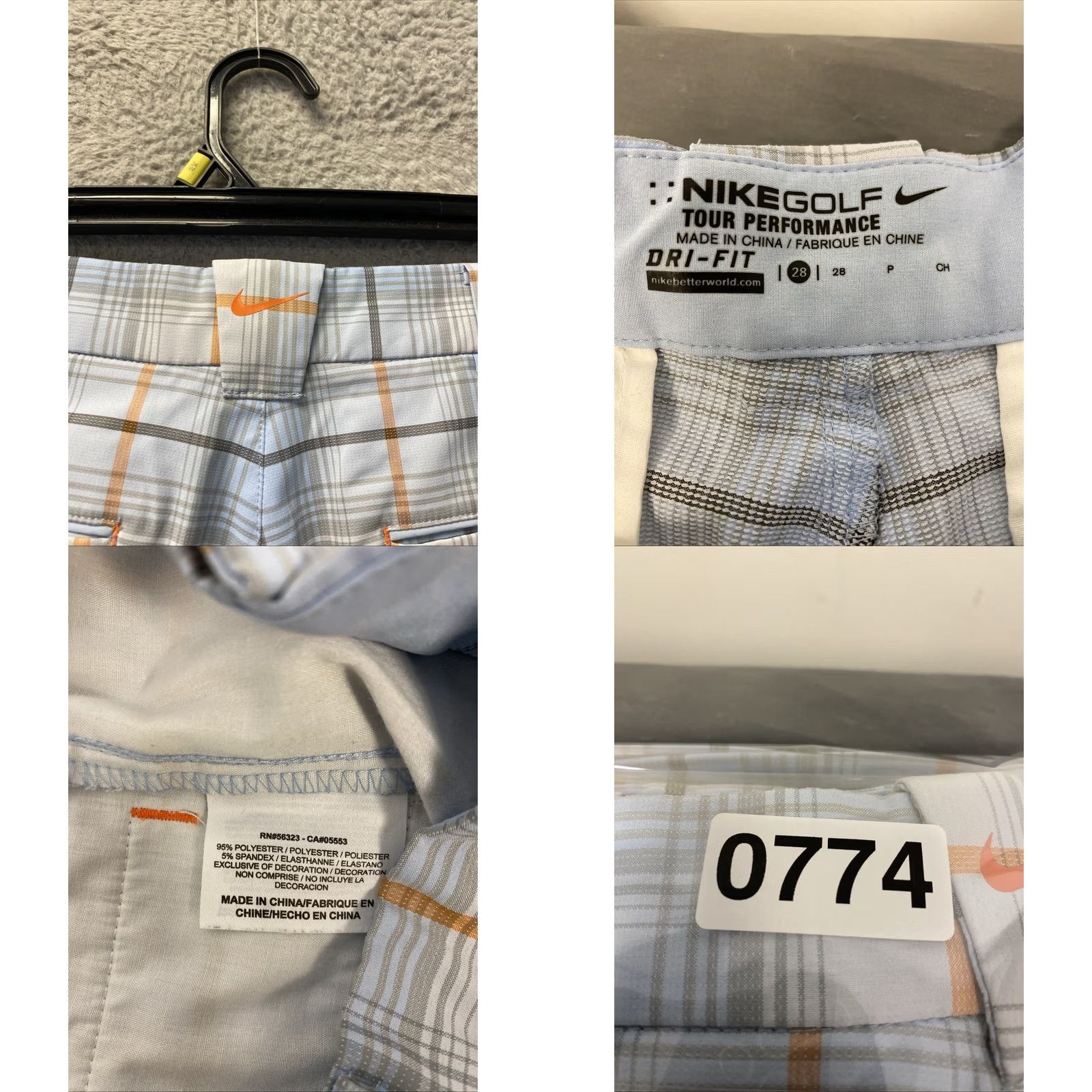 Nike Nike Dri-Fit Golf Shorts Mens 28 Blue Orange Plaid Athletic Moisture Wicking Elastic Waist Snap Closure Summer Activewear - Nike Dri-Fit Size US 28 / EU 44 - 8 Thumbnail
