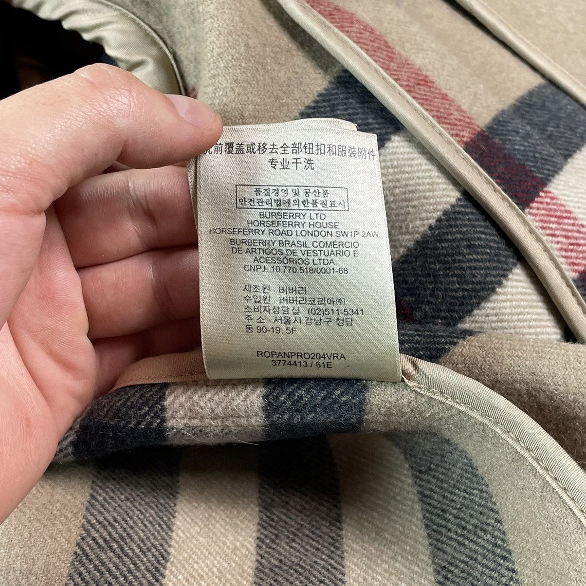 Burberry Brit Check Lined Wool Blend Duffle Coat In Beige