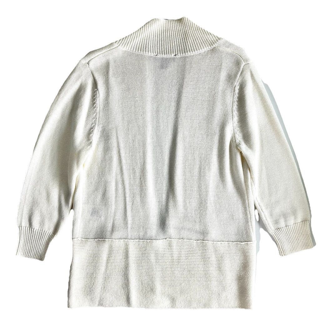 DKNY DKNY White Cotton Open Cardigan Size Medium Zipper Detail Size M / US 6-8 / IT 42-44 - 2 Thumbnail