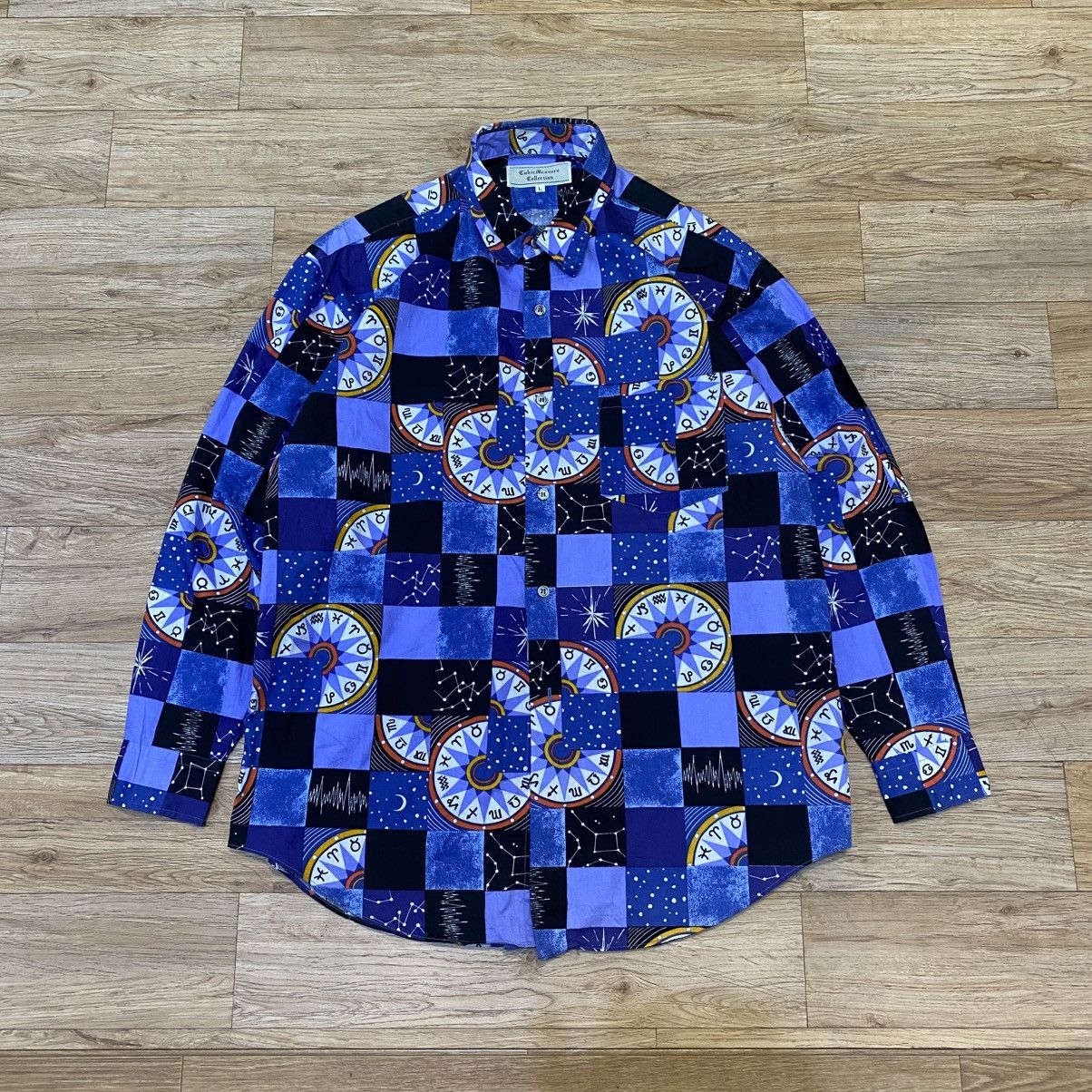 Japanese Brand 1990s Cubic Measure Pattren Clocks Button Ups Shirts Size US XL / EU 56 / 4 - 1 Thumbnail