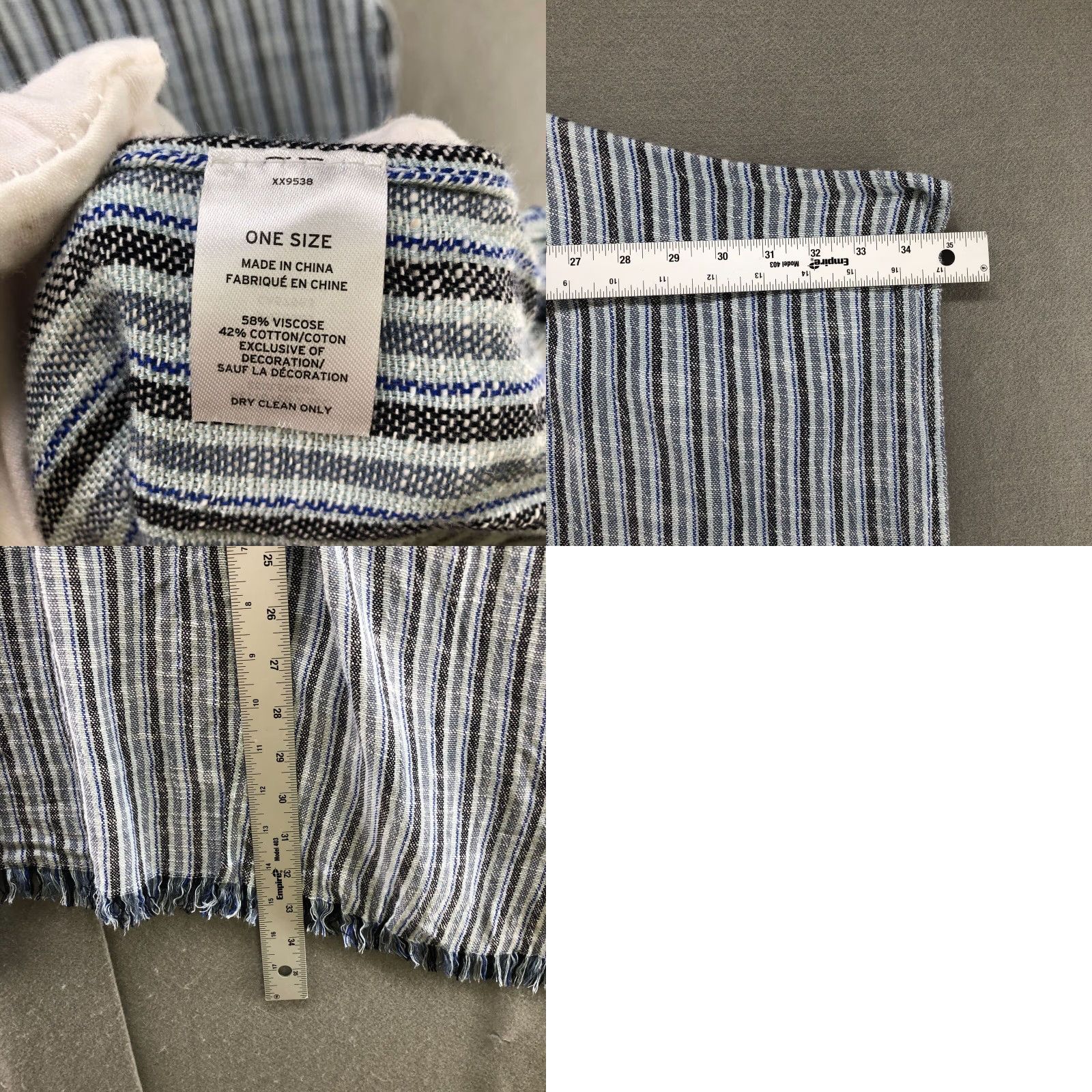 Treasure & Bond VINTAGE Treasure & Bond Kimono Cardigan Womens One Size Blue Striped Fringe Lightweight Boho Beach Size ONE SIZE - 8 Thumbnail