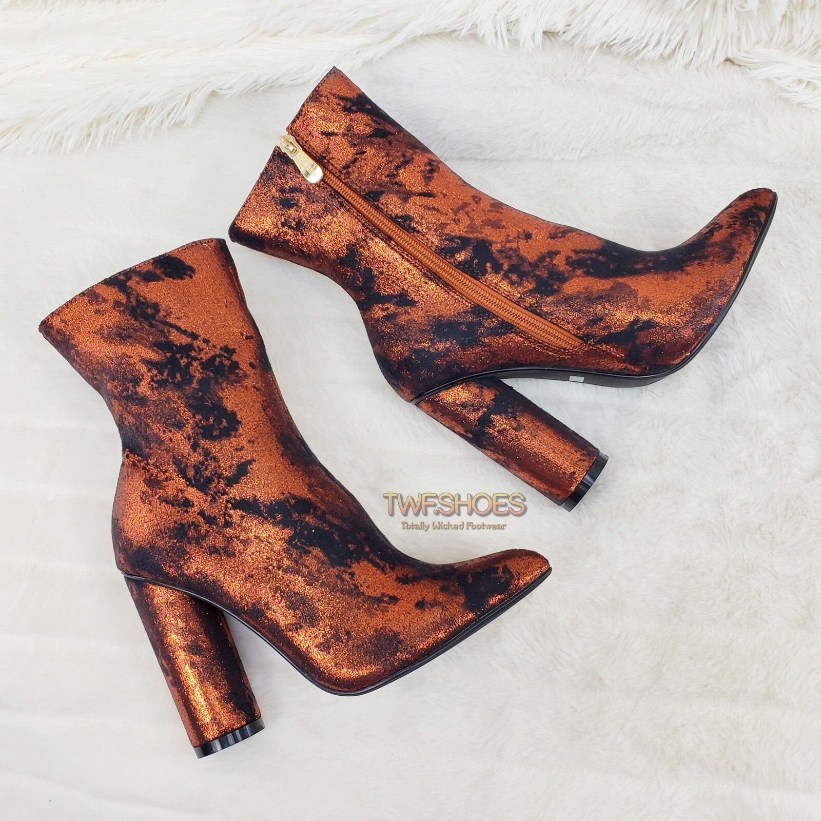 Other Paw Metallic Orange Rust Cylinder High Heel Ankle Boots Size Size US 6.5 / IT 36.5 - 1 Thumbnail
