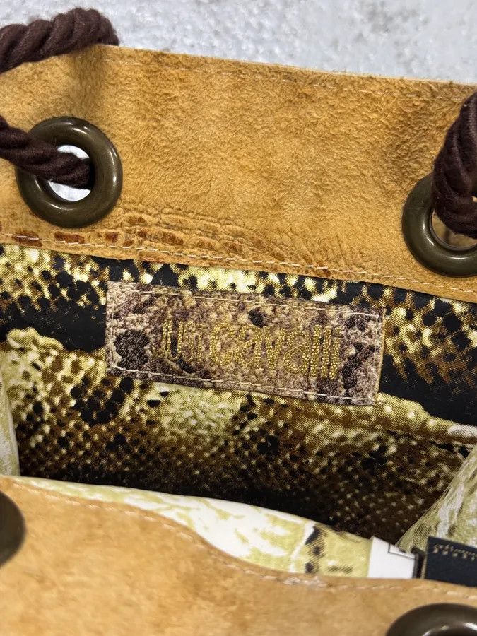 Just Cavalli 2000s Cavalli Eyelet Beige Crocodile Effect Leather Knot Handle Bag Size ONE SIZE - 5 Thumbnail