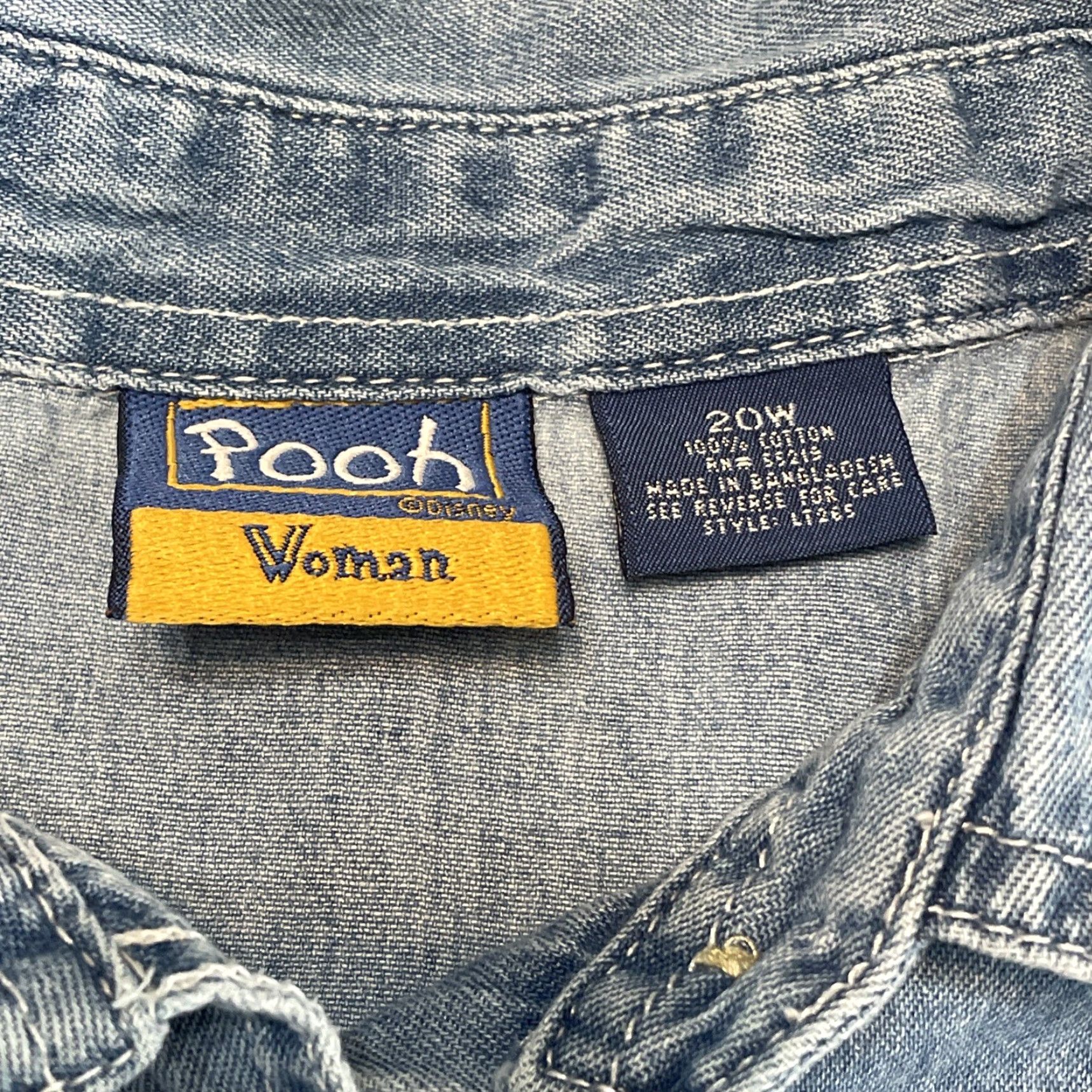 Disney VINTAGE Disney Winnie The Pooh Denim Vest Women Plus Size 20W Embroidered Sleeveless Denim Size 3XL / US 20-22 - 3 Thumbnail