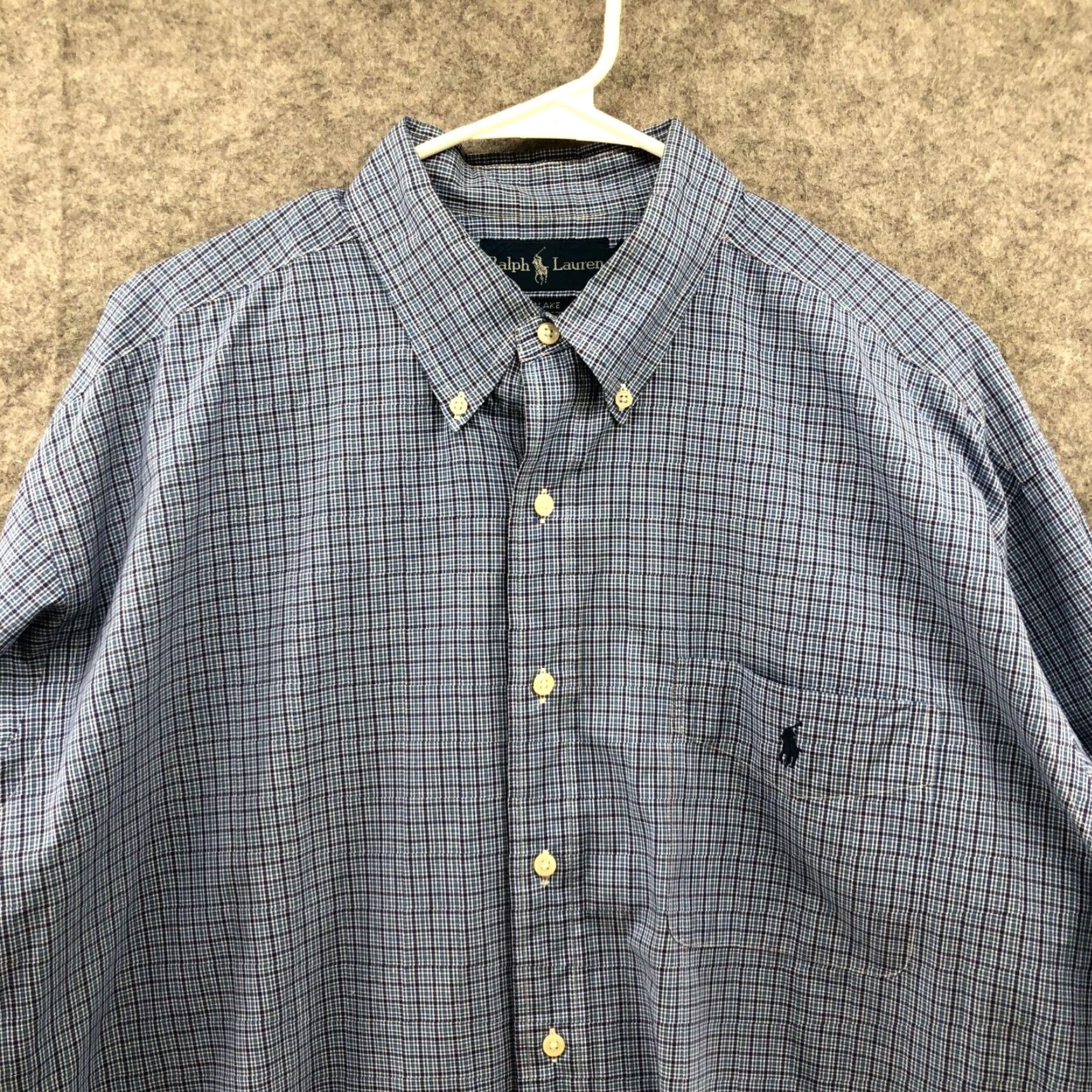 Ralph Lauren VTG Ralph Lauren Long Sleeve Shirt Mens XL Blake Cotton Popin Blue Plaid Button Size US XL / EU 56 / 4 - 3 Thumbnail