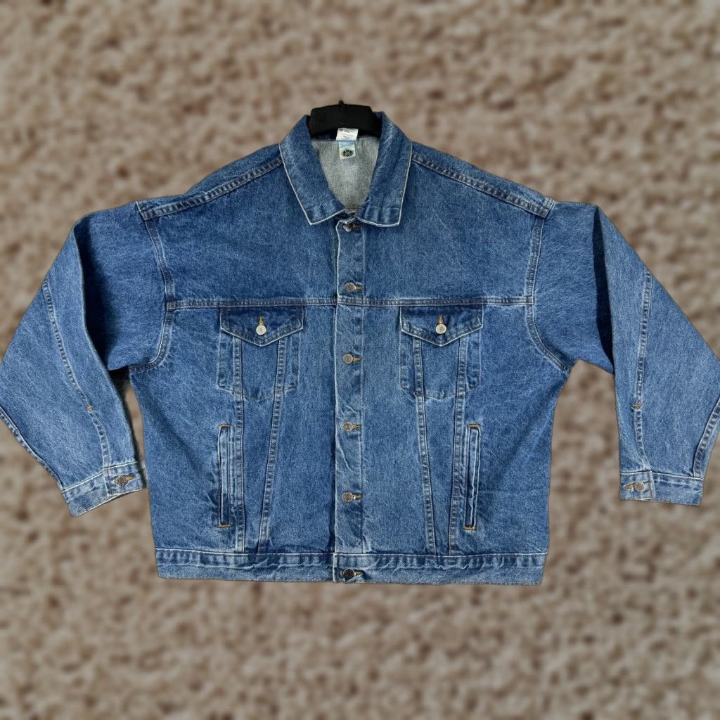 Denime VINTAGE Tyca Jacket Mens 2XL XXL Blue Denim Y2K Trucker Button Up US Made AM PM Size US XXL / EU 58 / 5 - 1 Thumbnail