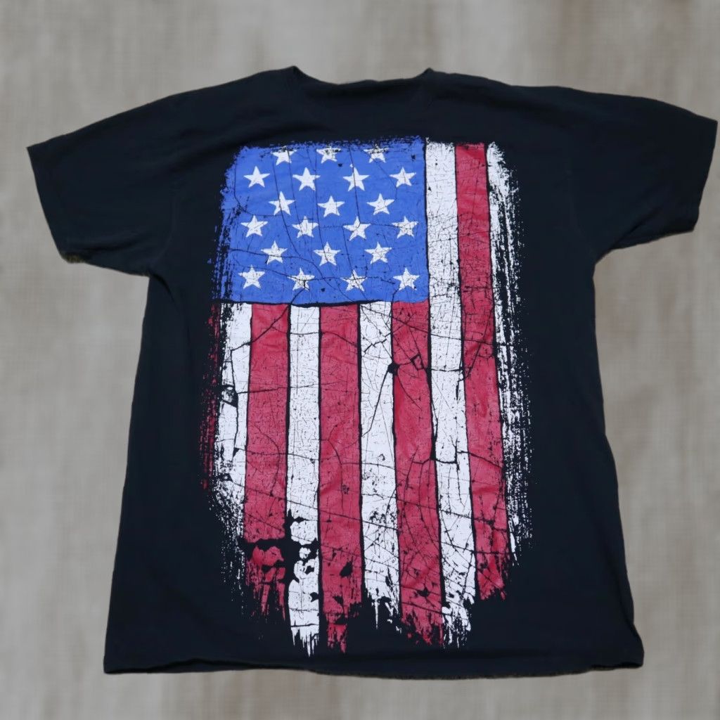 Fruit Of The Loom Nike Shirt Mens L Black American Flag USA Pride Patriotic Gift Short Sleeve Crewneck Tee Size US 33 - 1 Thumbnail