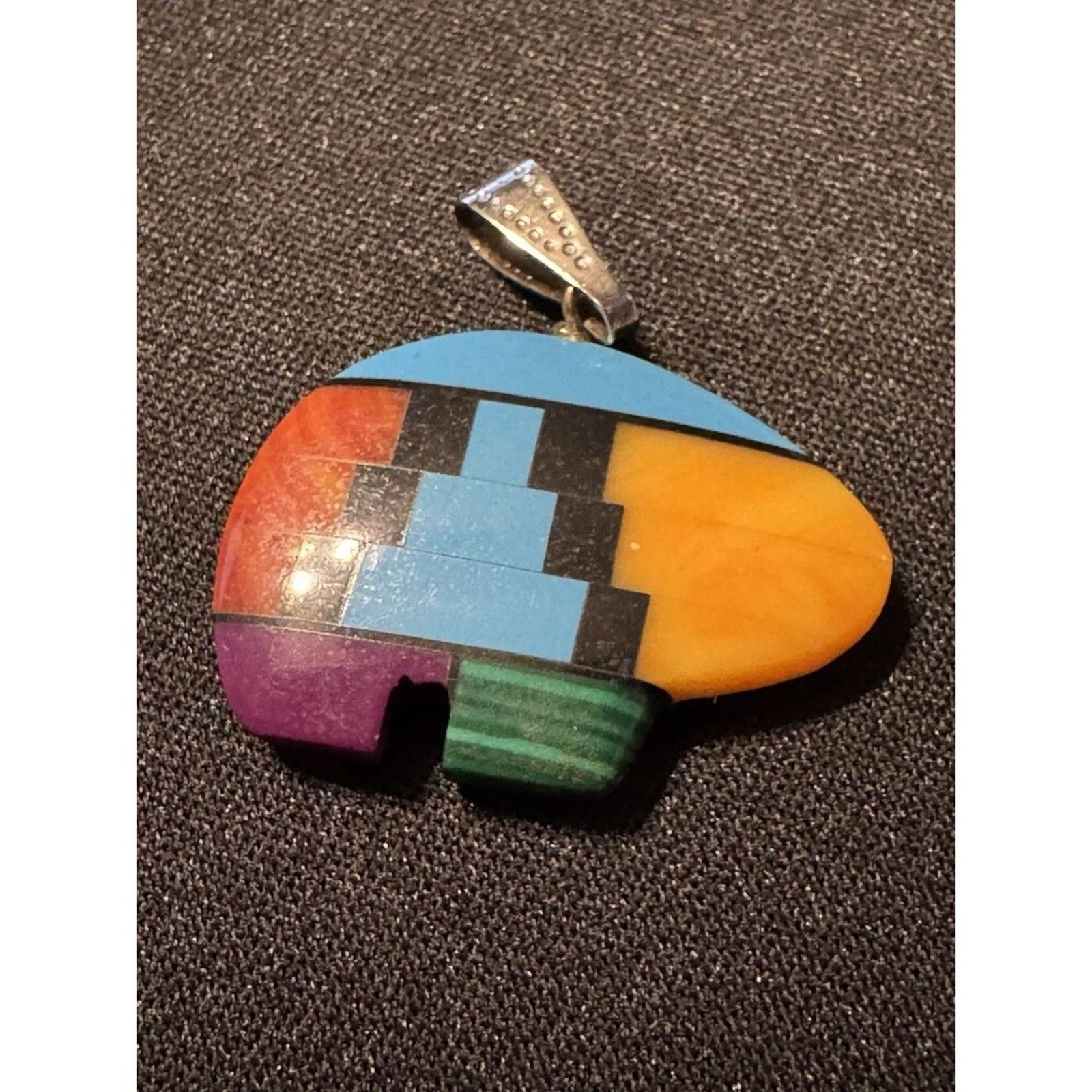 Other 925 Turquoise, Coral, Onyx, Malachite Native Bear Pendant Size ONE SIZE - 4 Thumbnail