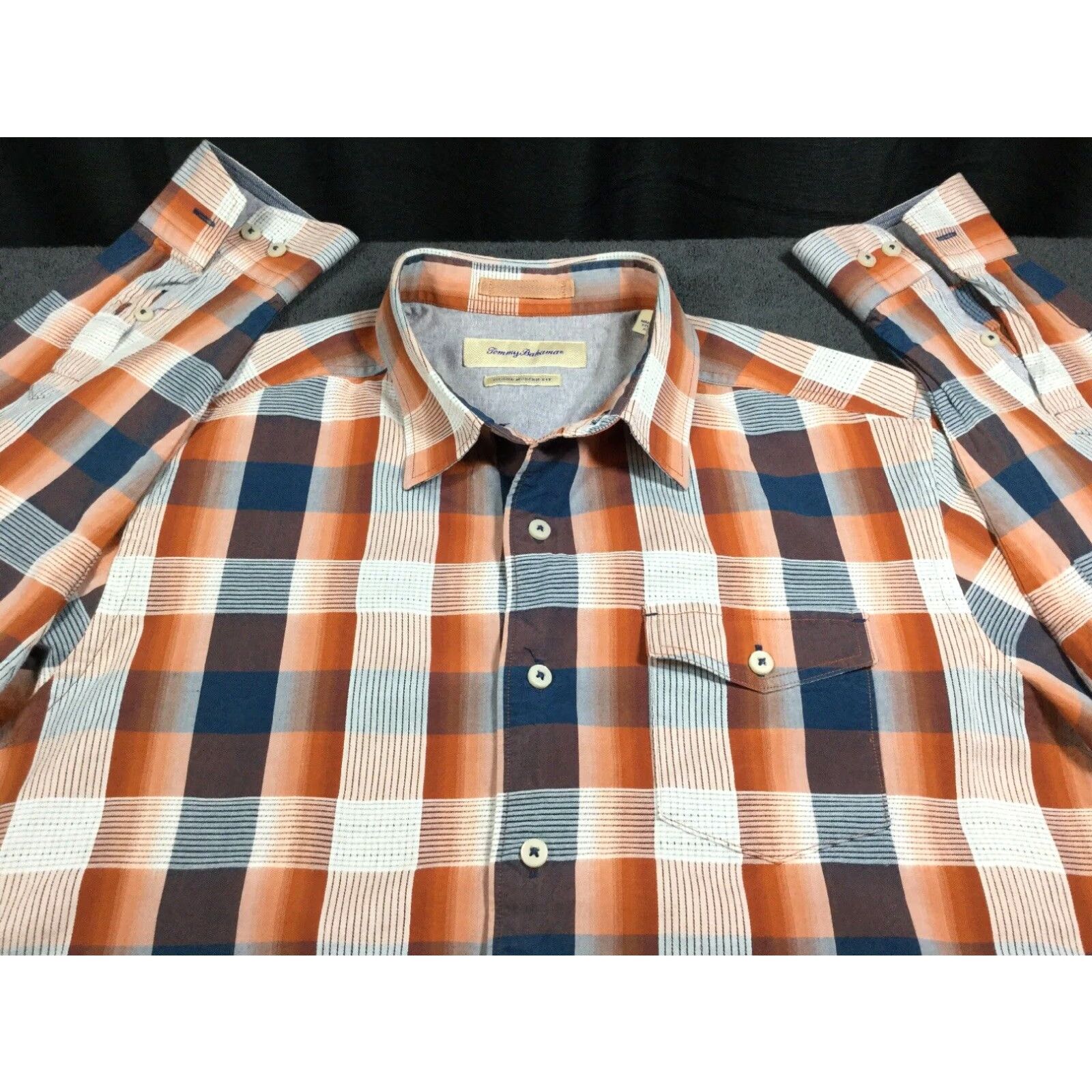 Tommy Bahama Tommy Bahama Brown Plaid Cotton Blend Long Sleeve Button-Up Mens L Island Modern Fit Shirt Size US L / EU 52-54 / 3 - 2 Thumbnail