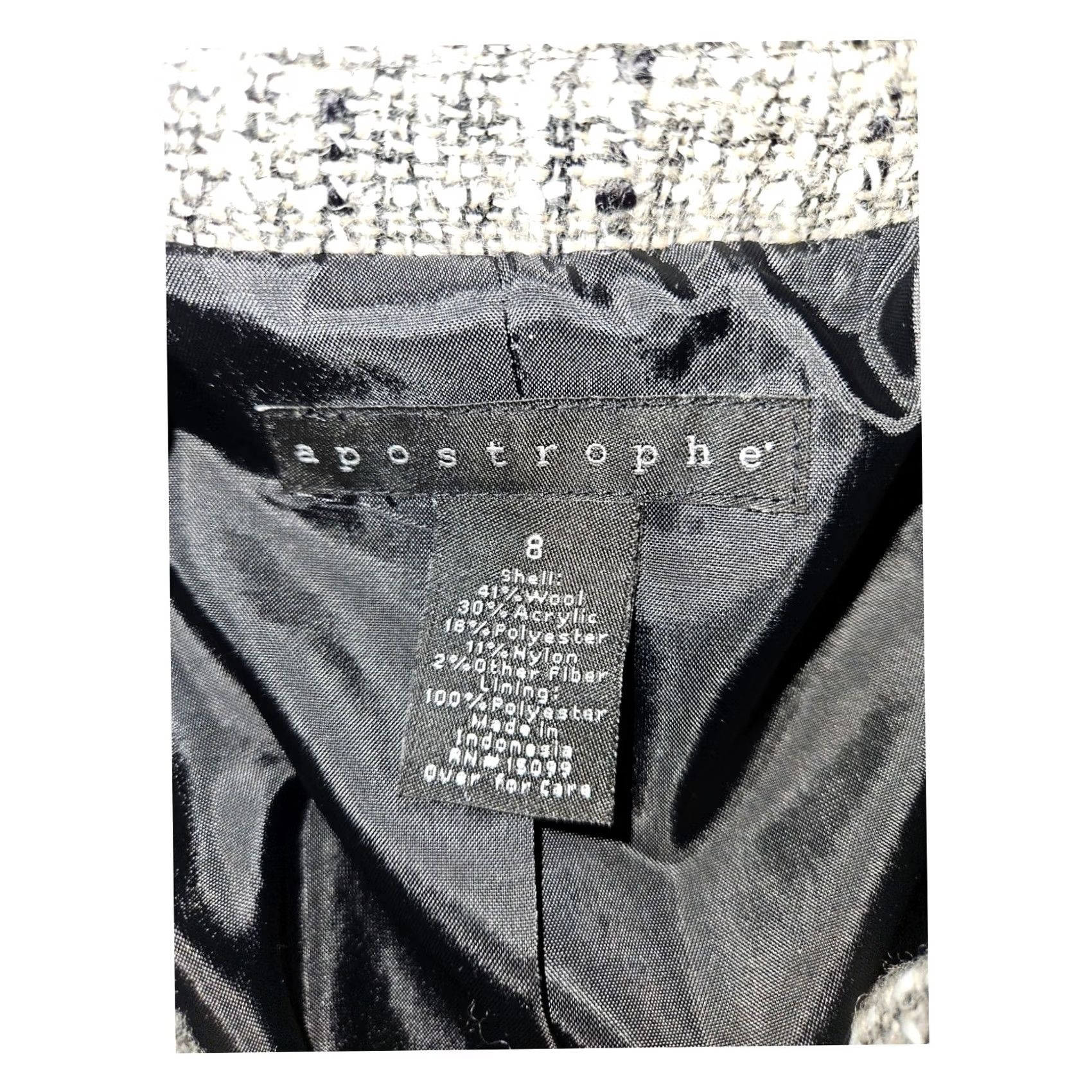 Vintage Apostrophe 3 Button Blazer Women Size 8 Gray Business Workwear Preppy Jacket Dress Shirt Style Shaped Blazer (Single-Breasted) Female Mens? Size M / US 6-8 / IT 42-44 - 2 Thumbnail