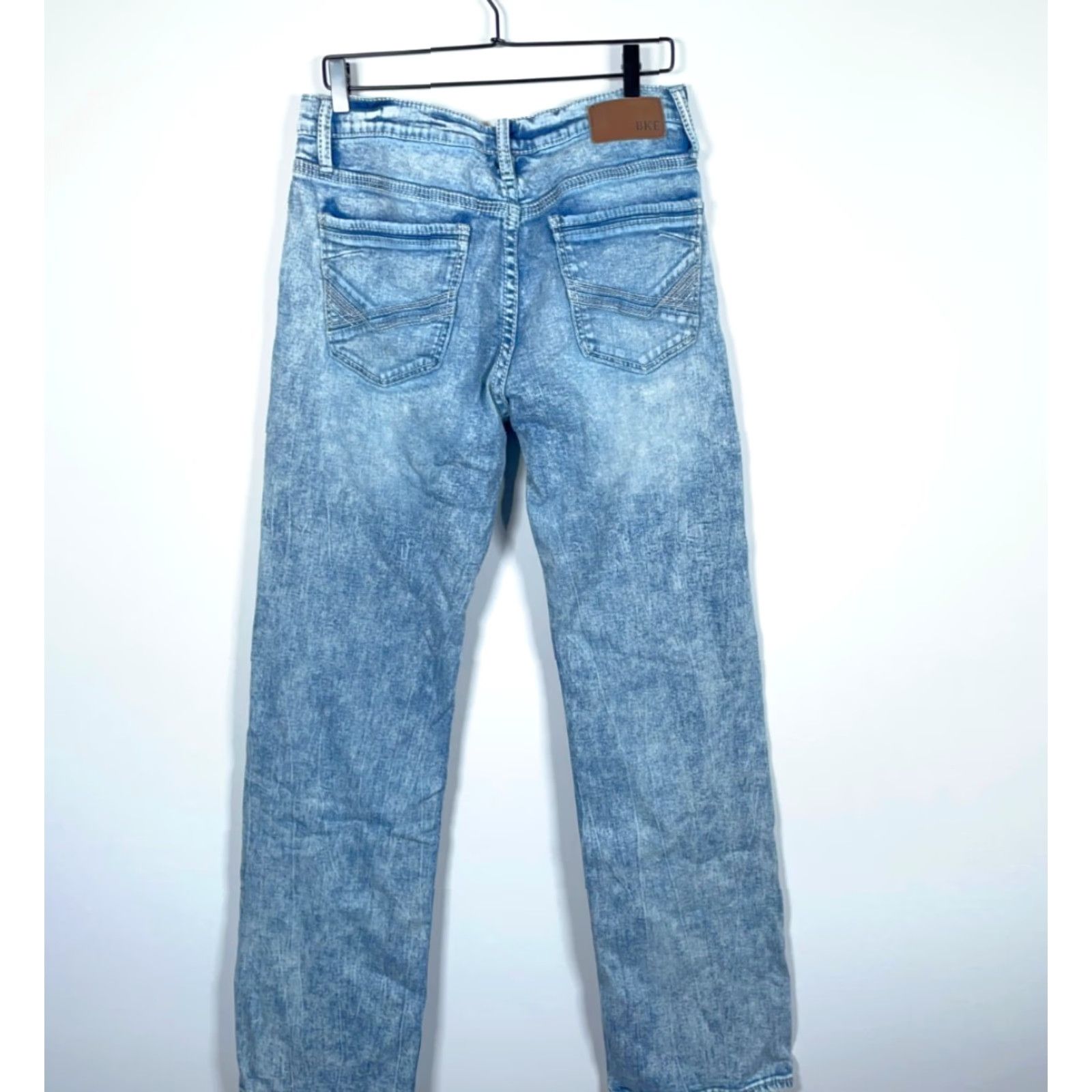 Vintage VINTAGE Buckle BKE Jake Straight Jeans Mens 34 x 36 Light Wash Blue Denim 5-Pocket Zip Fly Regular Rise Mid 10-12in Vintage Men Jeans Mens Boys? Size US 33 - 2 Thumbnail