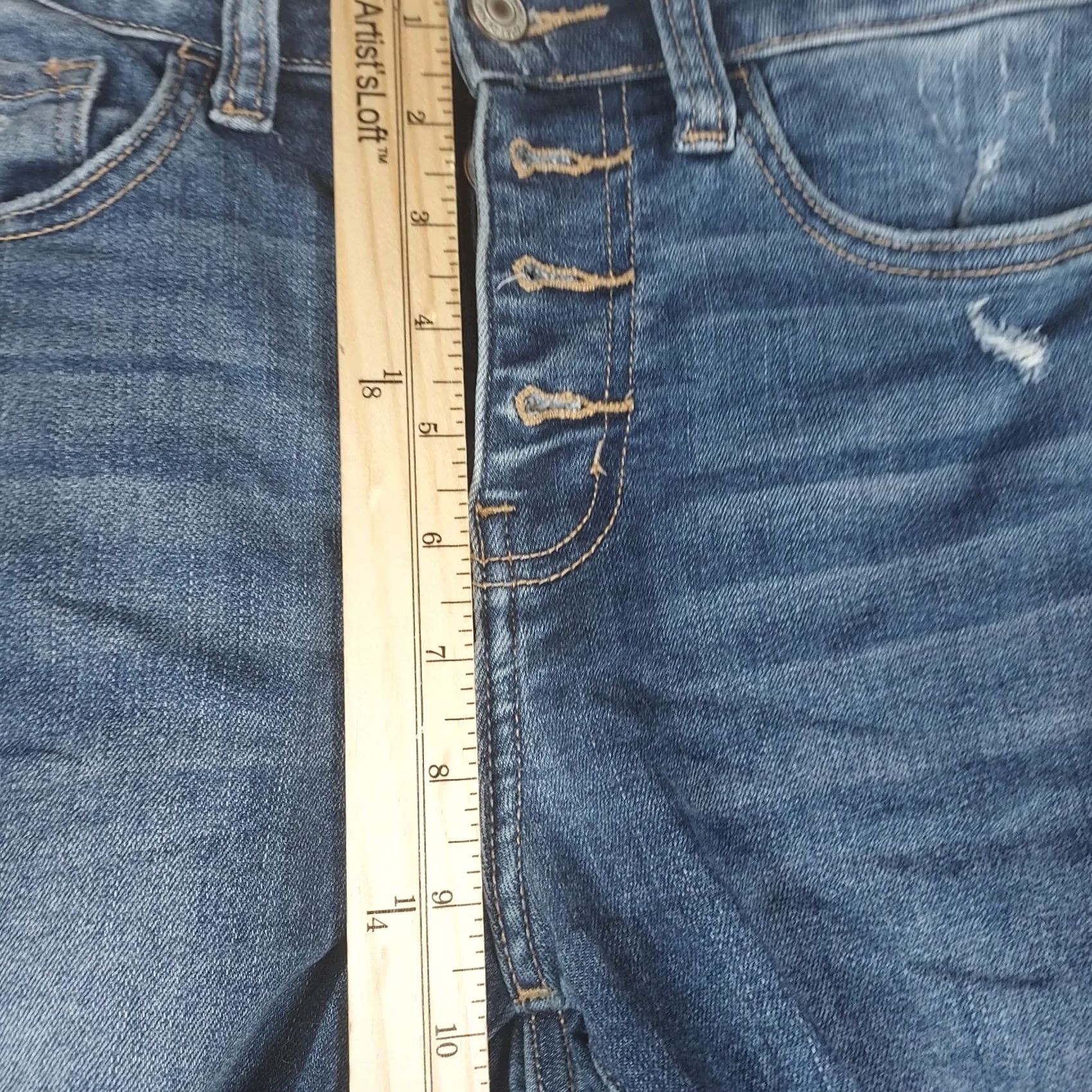 Denime Vervet Jeans Blue Womens Size 25 Straight Leg Distressed Denim 5-Pocket Button Closure Fashion Clothing Size 42" / US 20 - 7 Thumbnail