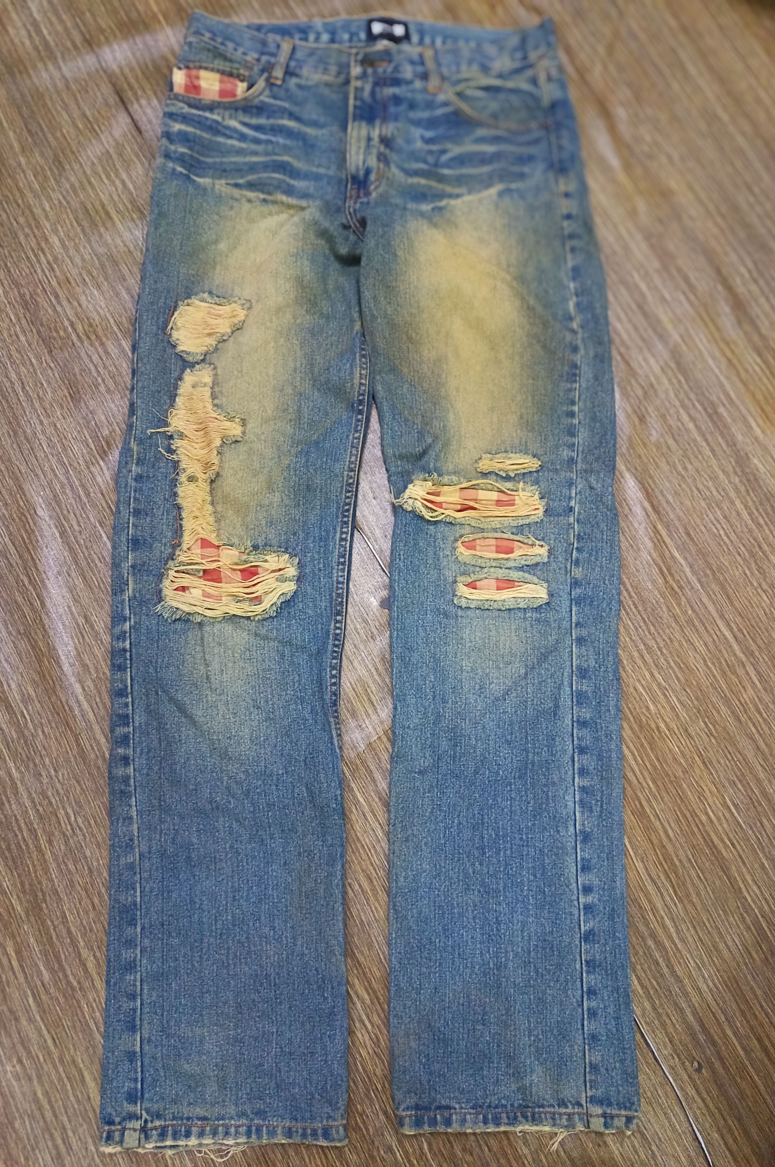 Japanese Brand Distressed Nylaus rusty grunge patchwork Size US 33 - 1 Thumbnail