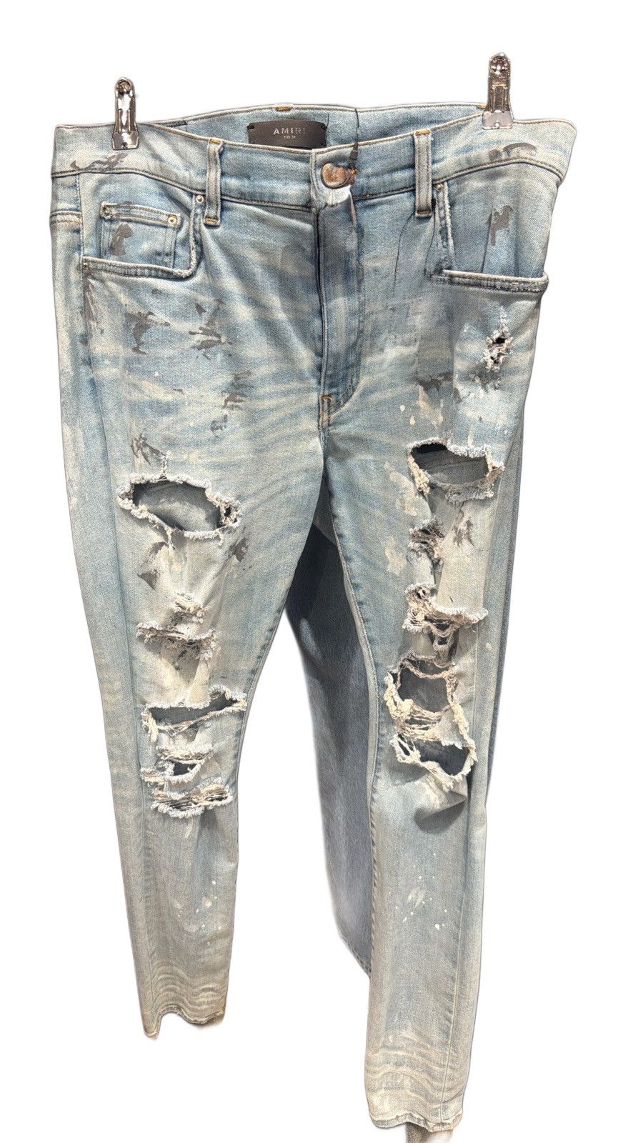 Amiri Amiri Blue Paint Splatter Denim Distressed Size US 34 / EU 50 - 1 Thumbnail
