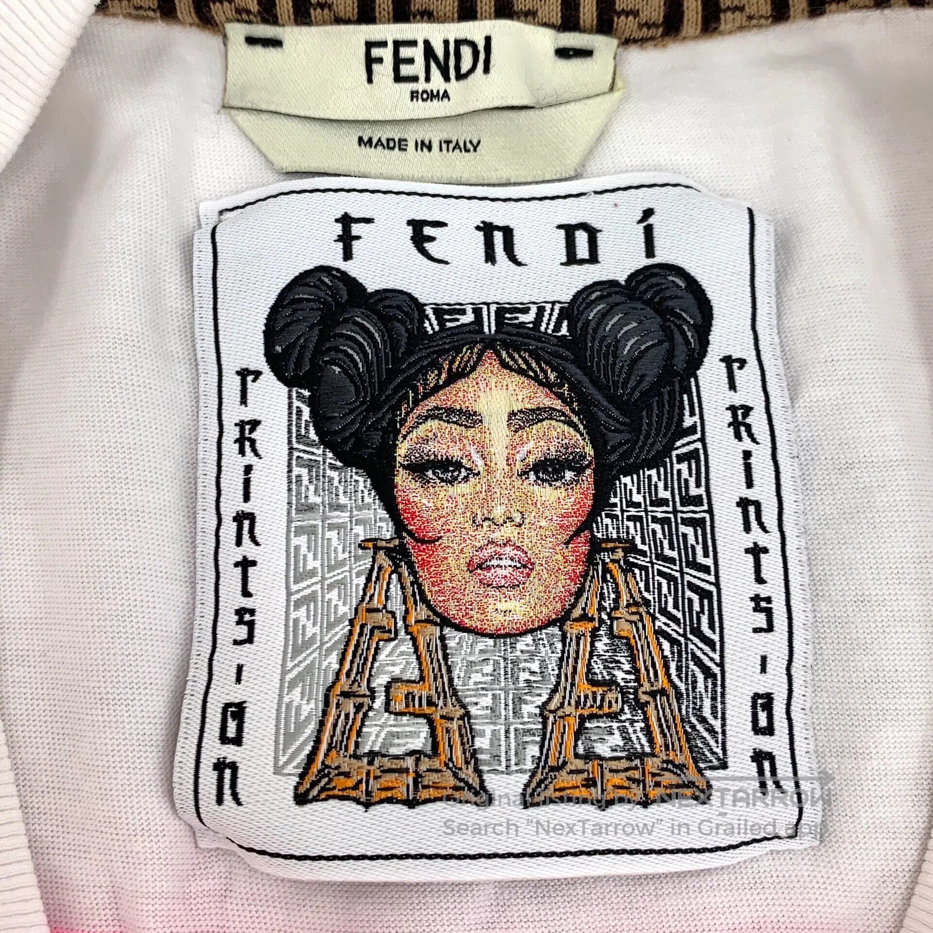 Fendi FENDI White Logo Lettering Printed Cotton Crewneck Short S Size US XXS / EU 40 - 6 Thumbnail