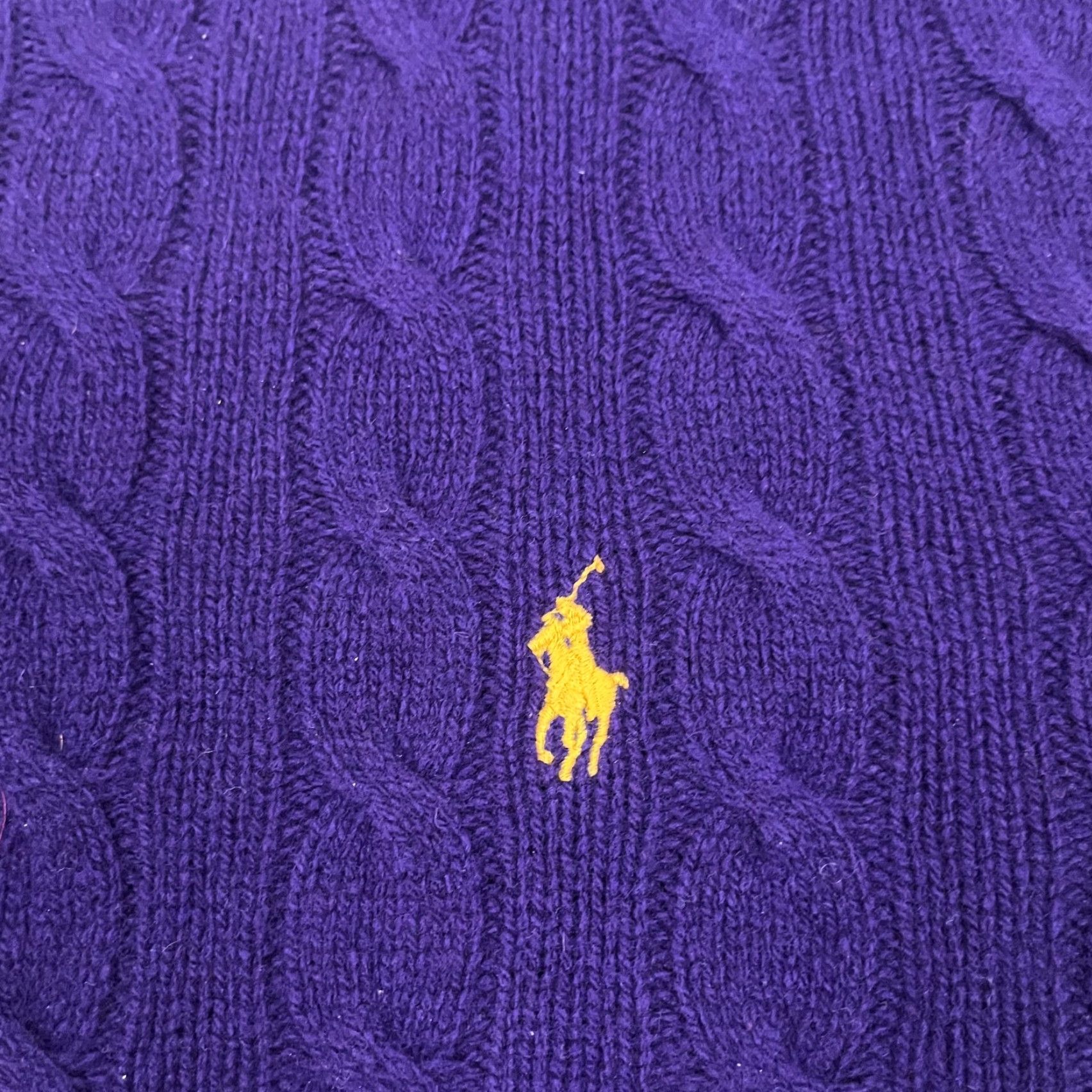 Polo Ralph Lauren Polo Ralph Lauren Merino Wool Cashmere Sweater Mens 2XL Purple Cable Knit Crew Neck Pullover Size US XXL / EU 58 / 5 - 3 Thumbnail