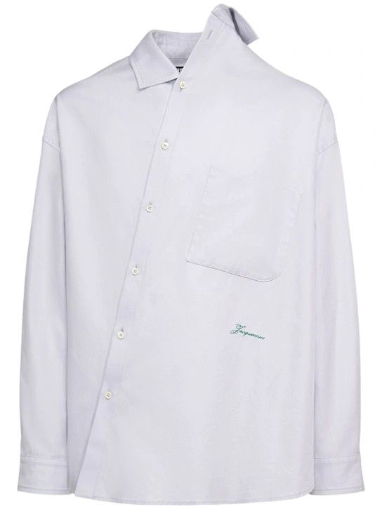 Jacquemus o1lsvrm0425 Chemise Cuadro Cotton Asymmetric in Light Grey Size US M / EU 48-50 / 2 - 1 Thumbnail