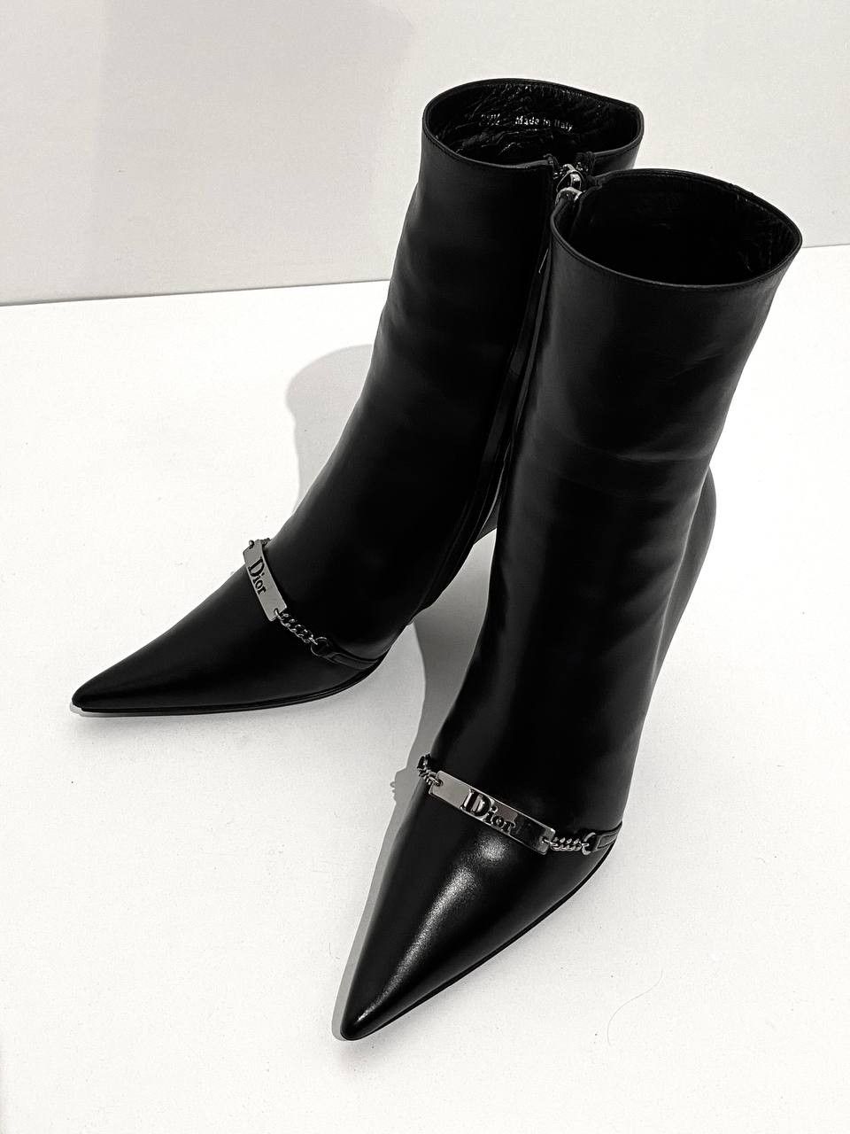 Dior Dior x Galliano Chain Logo Black Leather Archive Boots Y2K Size US 6.5 / IT 36.5 - 7 Thumbnail