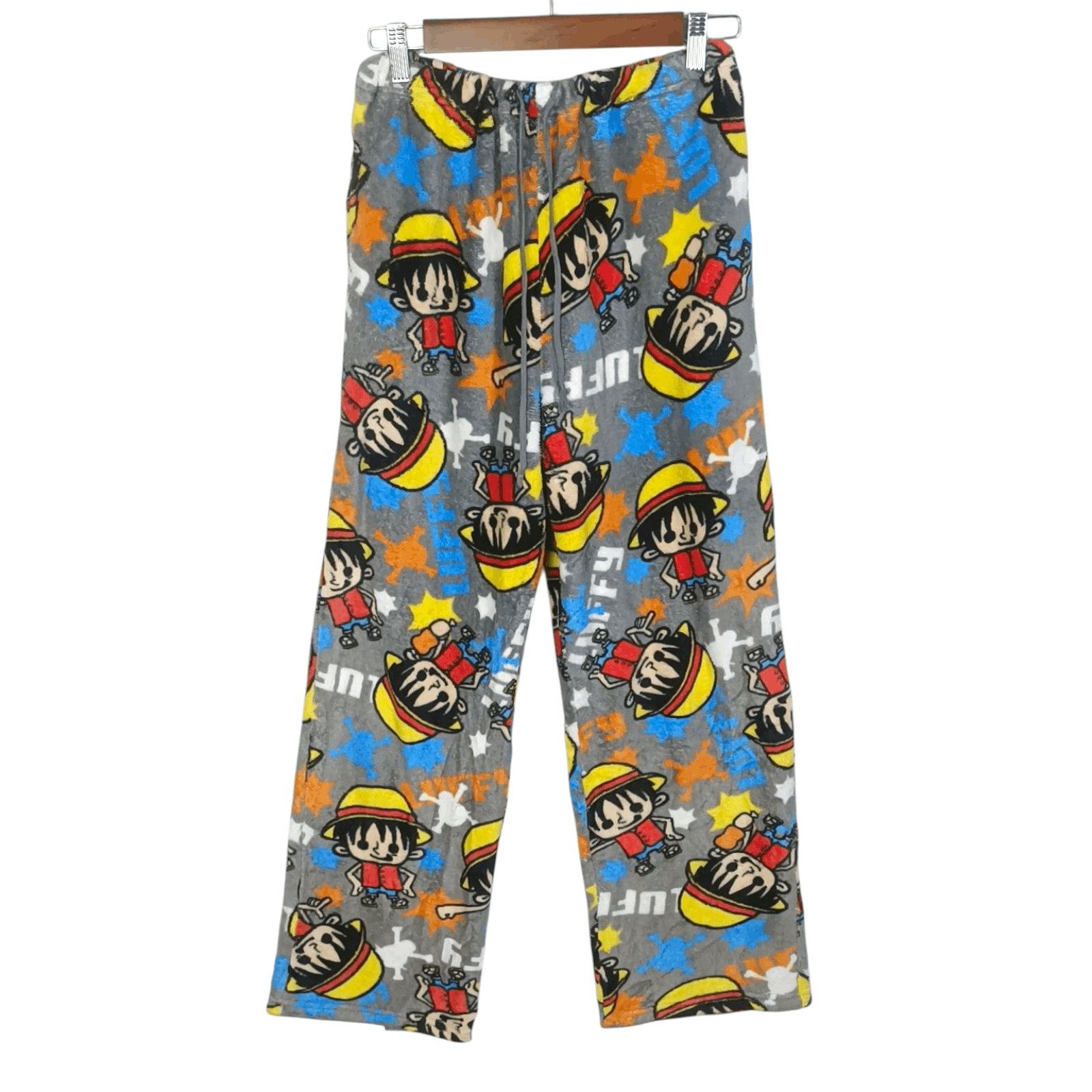 One Piece One Piece D Luffy Over Print Fleece Pants Size US 37 - 1 Thumbnail
