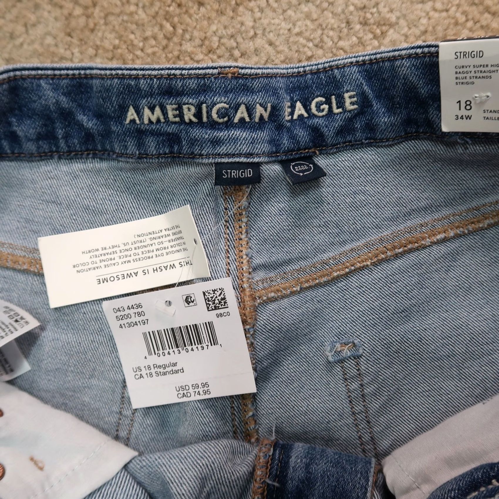 American Eagle Outfitters American Eagle Outfitters Jeans Women 18 Wide-Leg Blue Denim 31in Inseam Vintage No Rise High 36 Waist 5-Pocket Regular Denim Shirt Size 40" / US 18 - 5 Thumbnail
