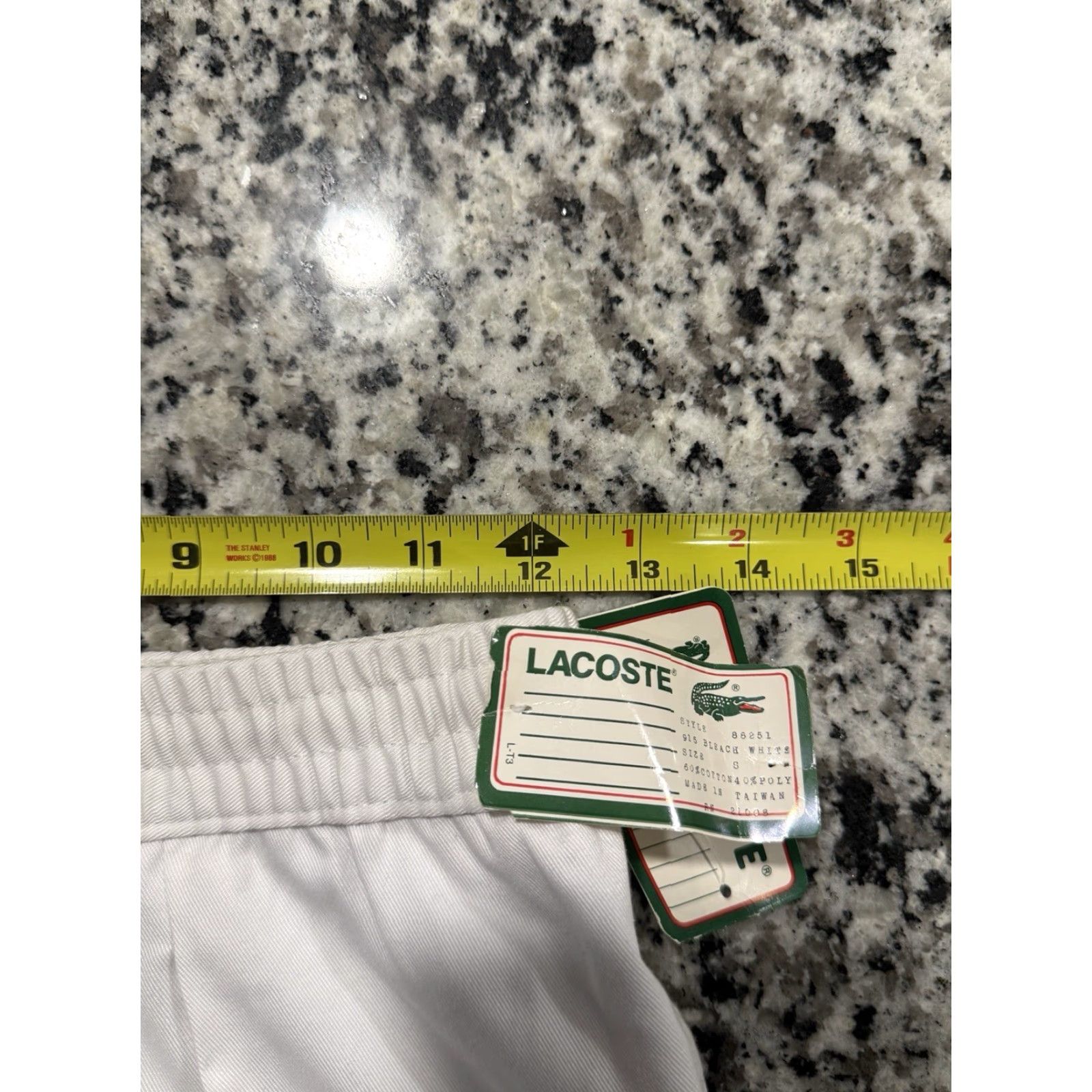 Izod VINTAGE Izod Lacoste Pants Chino White Solid Drawstring Elastic Waist Men Size S Straight Leg 35.5 in Inseam Mens Size US 29 - 3 Thumbnail