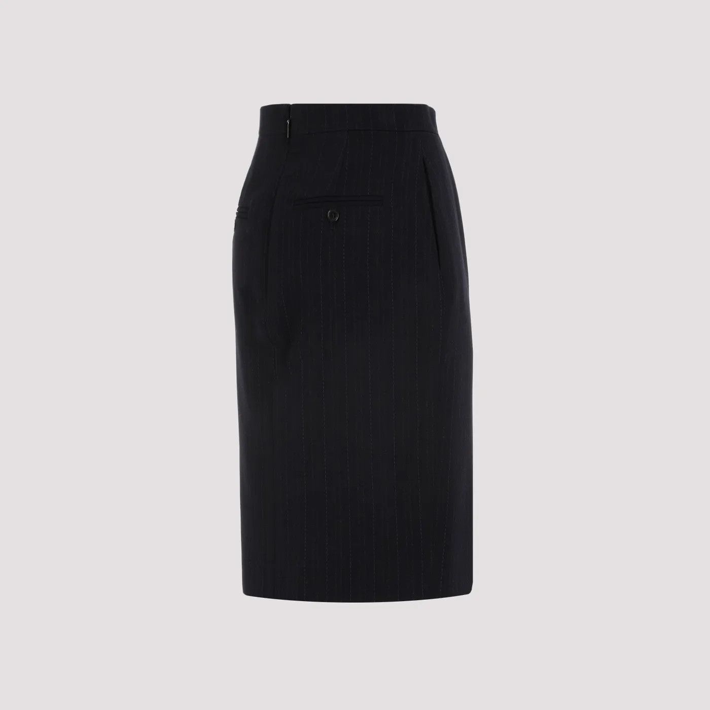 Saint Laurent Paris o1s1wg110924 Pencil Skirt in Wool in Black Size 26" / US 2 / IT 38 - 3 Thumbnail