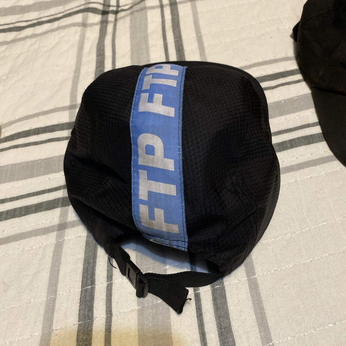 Fuck The Population FTP “woven tape” black and blue Nylon hat Size ONE SIZE - 1 Thumbnail