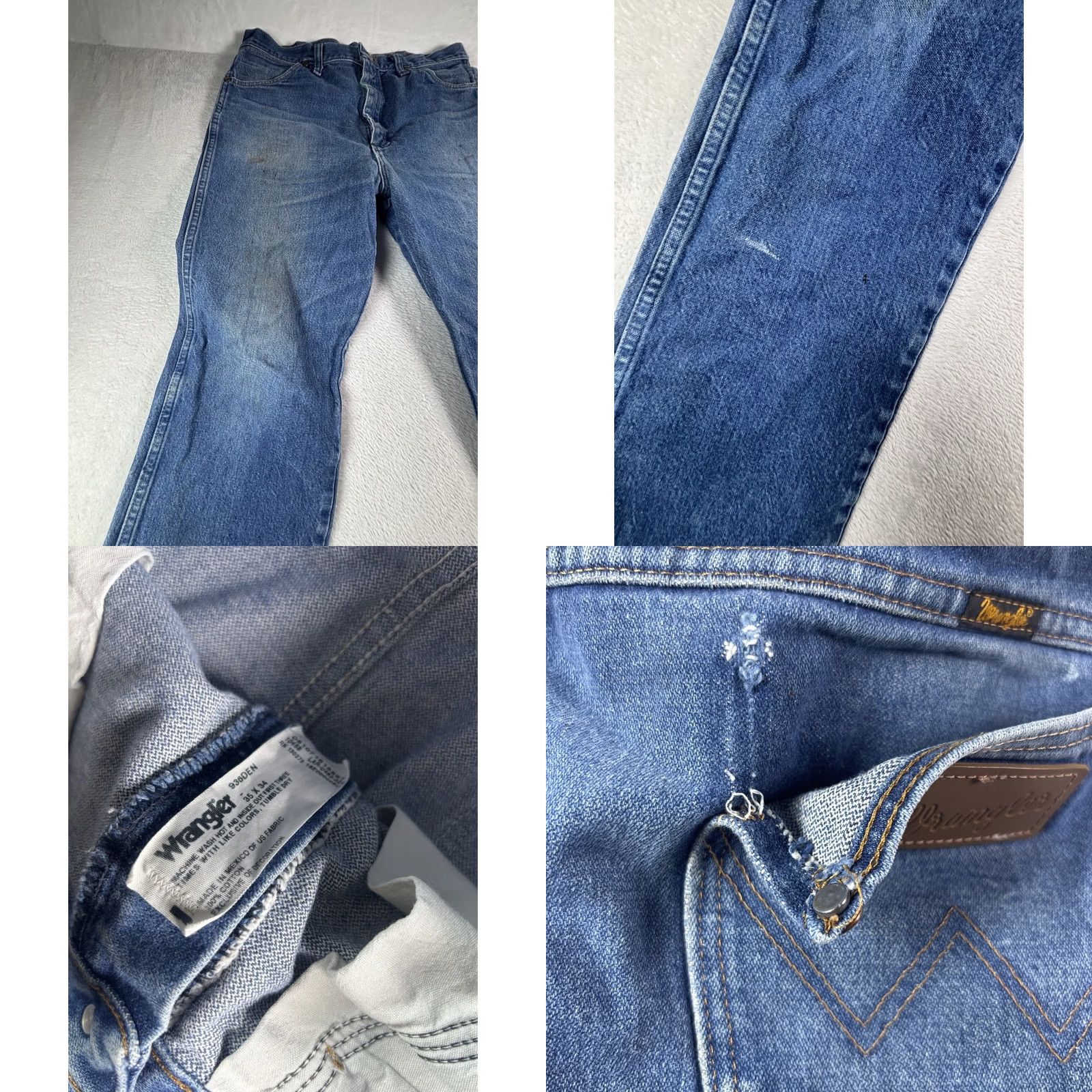 Wrangler VINTAGE Wrangler Cowboy Cut Jeans 936DEN Bootcut Regular 35x34 Denim Blue Cotton 5-Pocket Mens Jeans Boots Western Cowboy Cut Mens Size US 35 - 9 Thumbnail