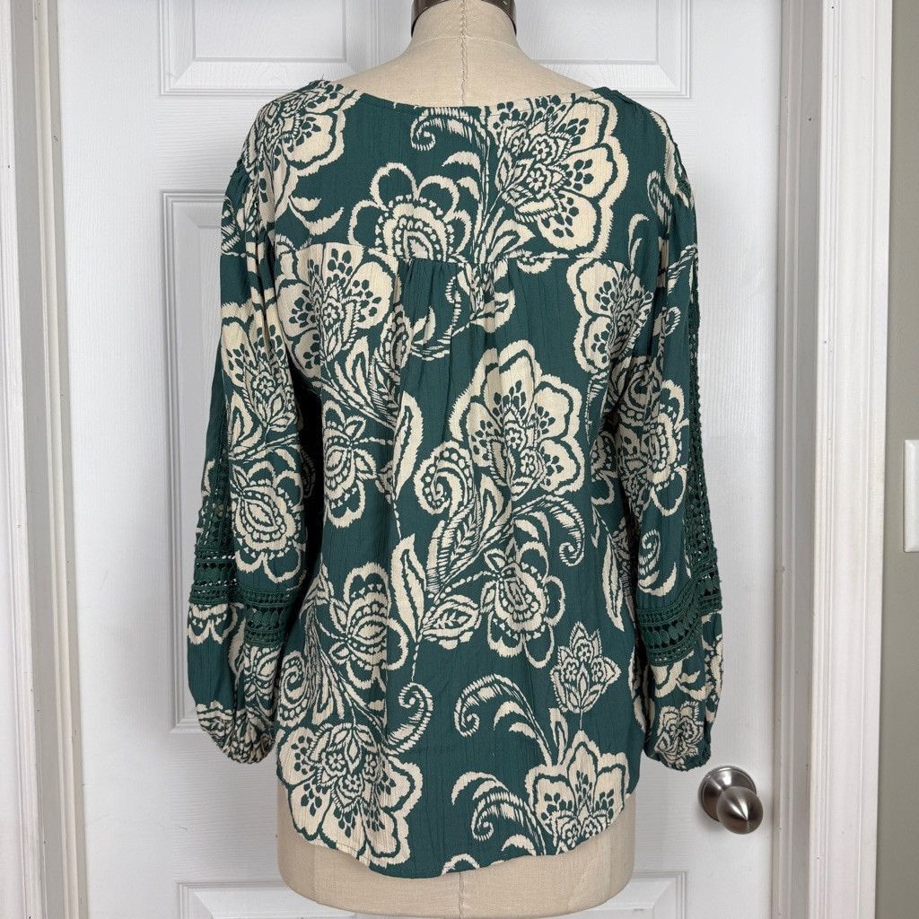 Other Angie Boho Crochet Long Balloon Sleeve Blouse Floral Small Size S / US 4 / IT 40 - 6 Thumbnail