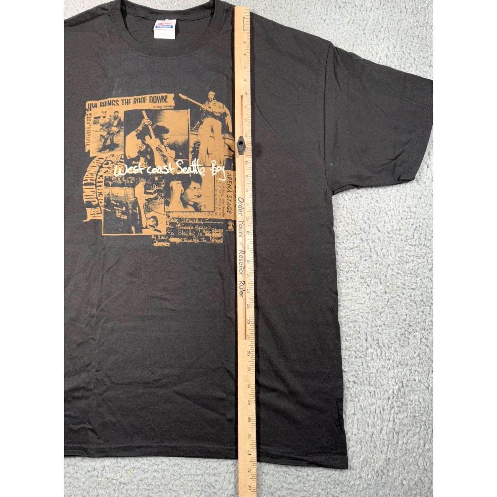 Vintage Jimi Hendrix T Shirt Mens 2XL Black West Coast Seattle Boy 2010 Tribute Tour Size US XXL / EU 58 / 5 - 6 Thumbnail