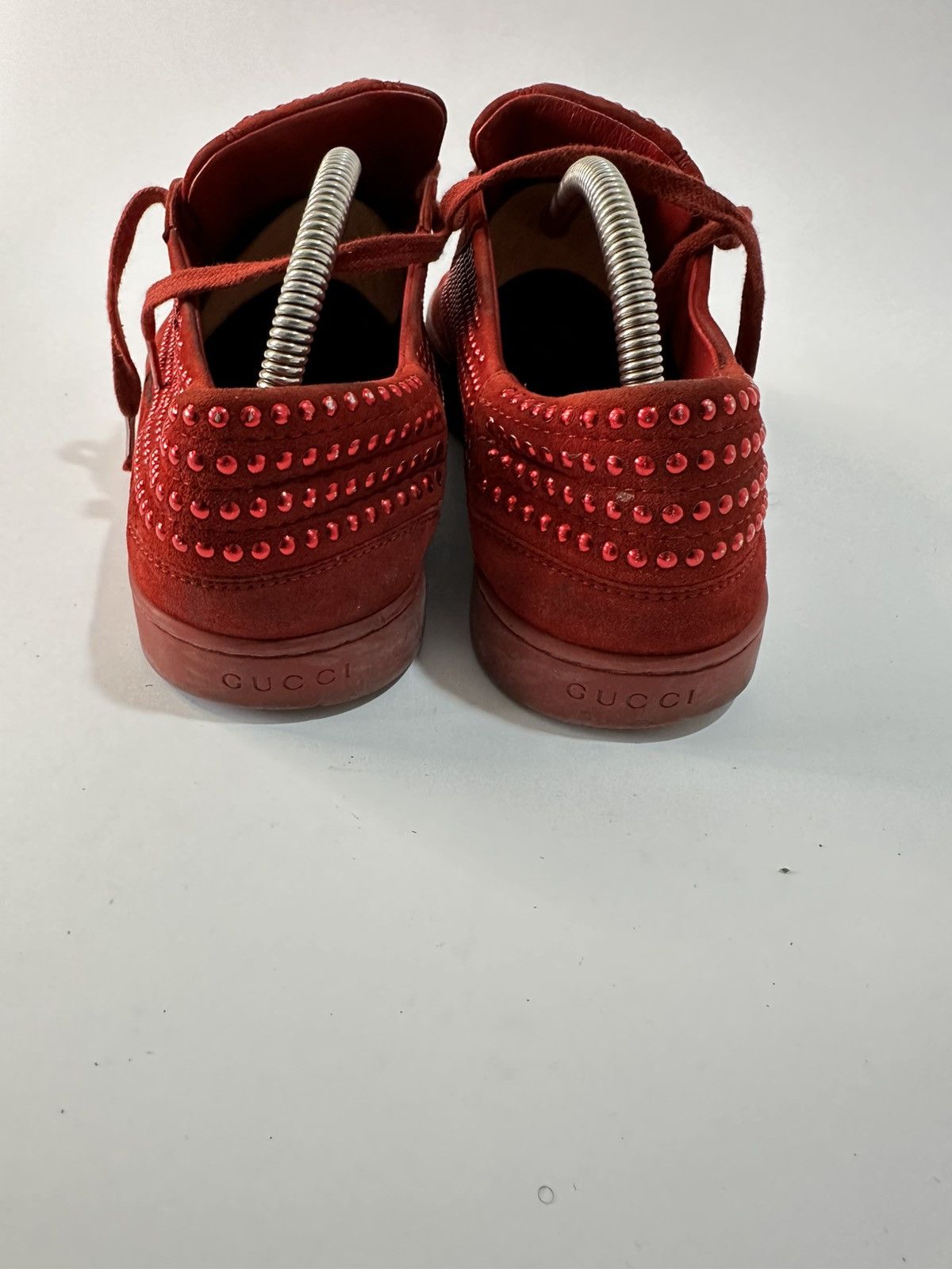 Gucci Gucci Red Suede Studded Limited Edition Low Top Sneakers. Size US 8 / EU 41 - 11 Thumbnail