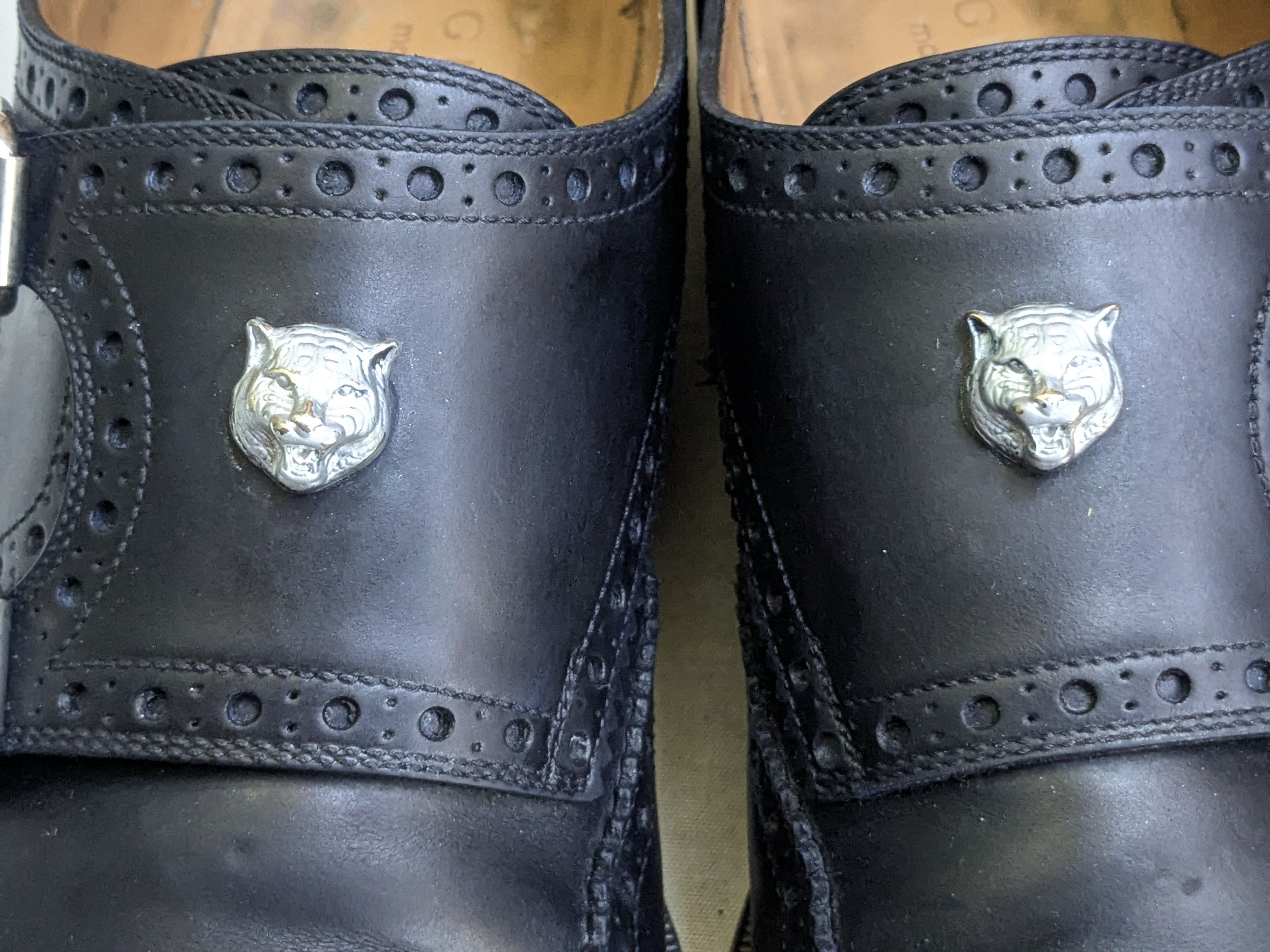 Gucci Gucci Double Monkstrap Brogues Navy Blue 10 Leather Size US 10 / EU 43 - 2 Thumbnail