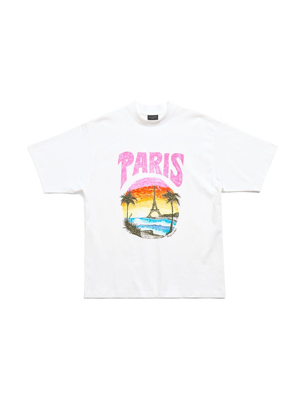 image of Balenciaga Paris Tropical Medium Fit T-Shirt Size S in White, Women's