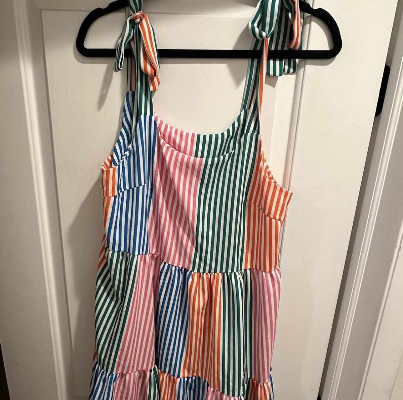 Shein SHEIN VCAY Striped Print Ruffle Hem Knot Shoulder Cami Dress Size M / US 6-8 / IT 42-44 - 4 Thumbnail