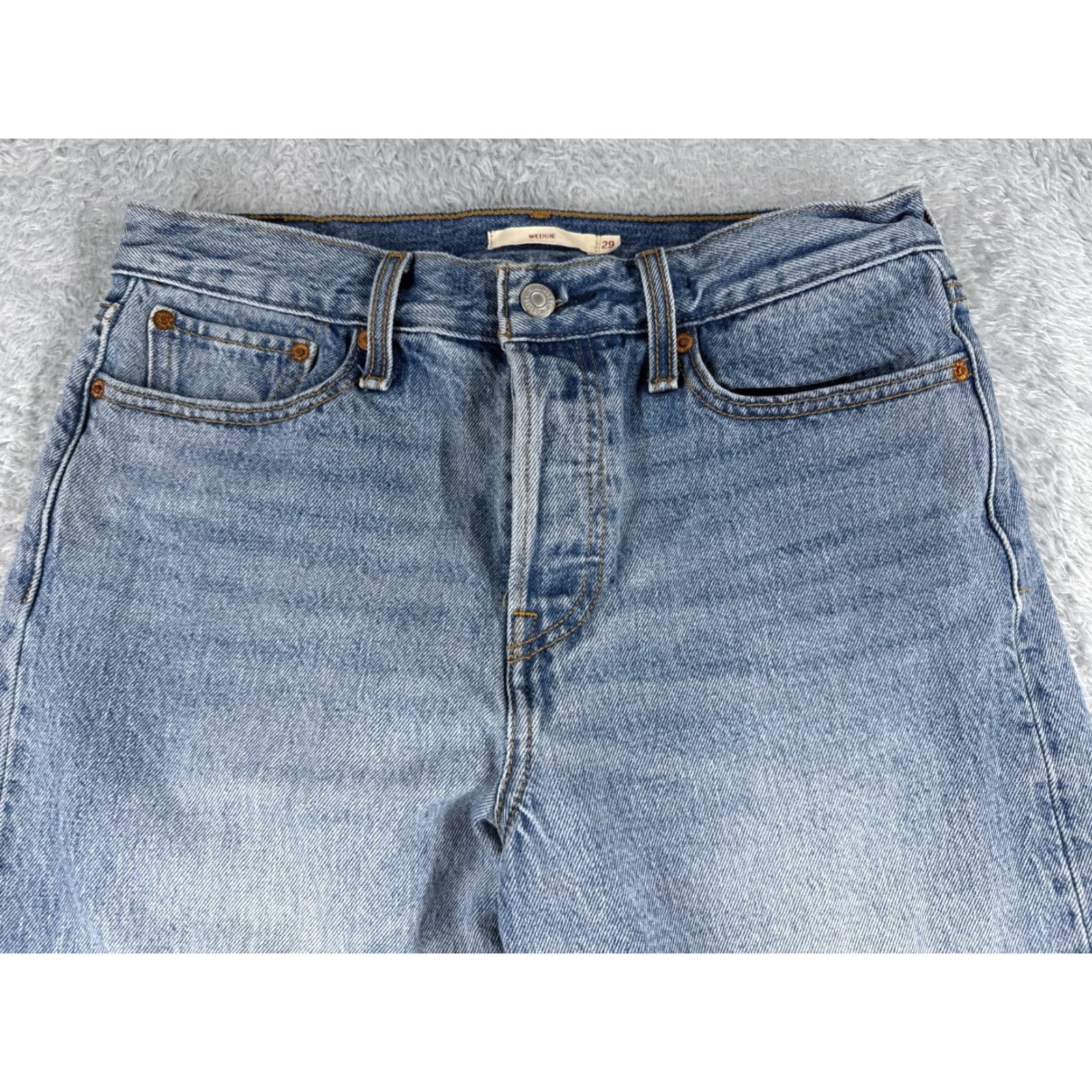Levi's Levi's Wedgie Fit Jeans Women 29 Blue Denim Distressed Button Fly 29x27 Vintage No Size 29" - 4 Thumbnail