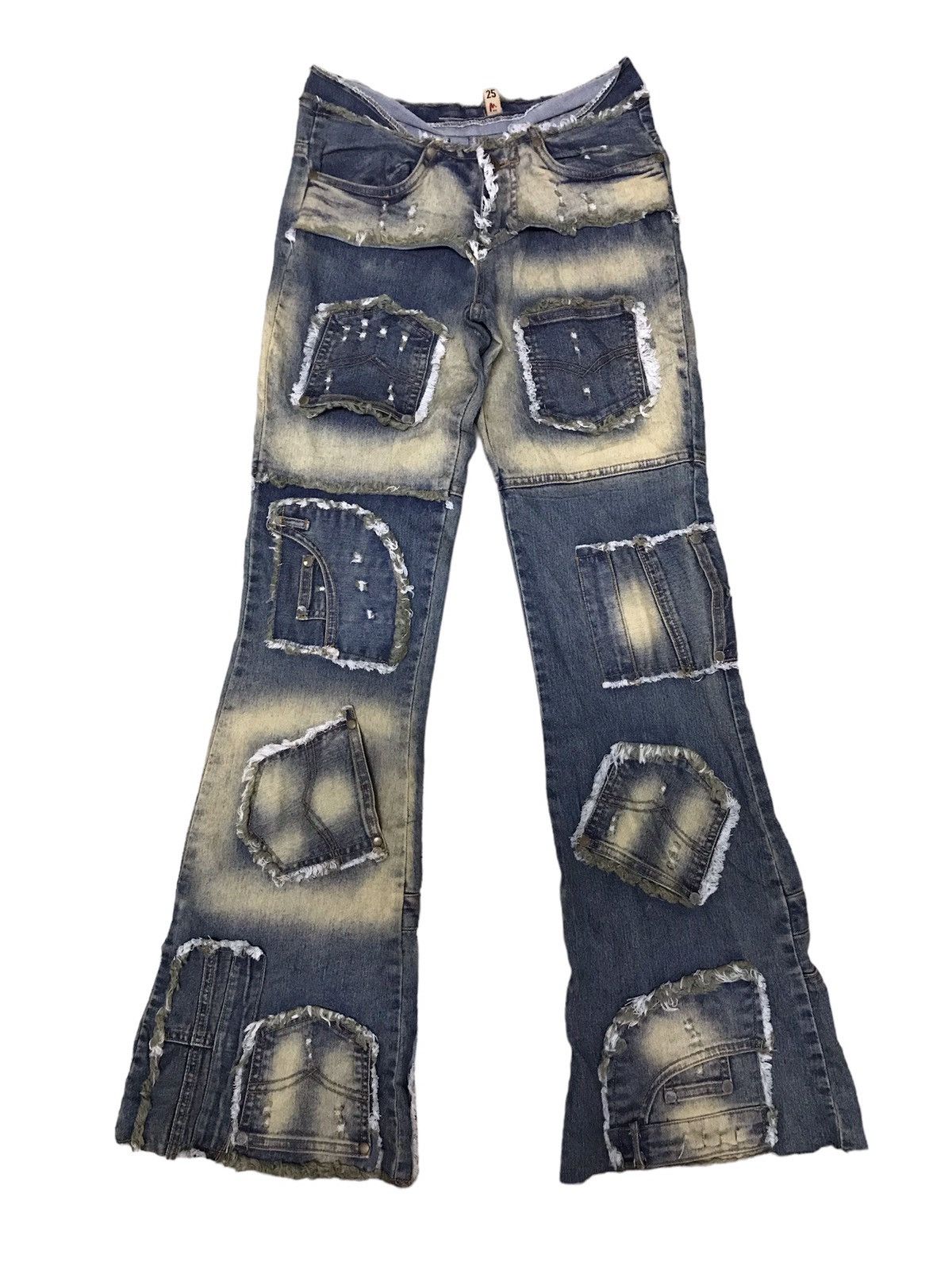 image of Distressed Denim x Kapital Modernistic Multipocket Distressed Flared Jeans in Blue, Women's (Size 3