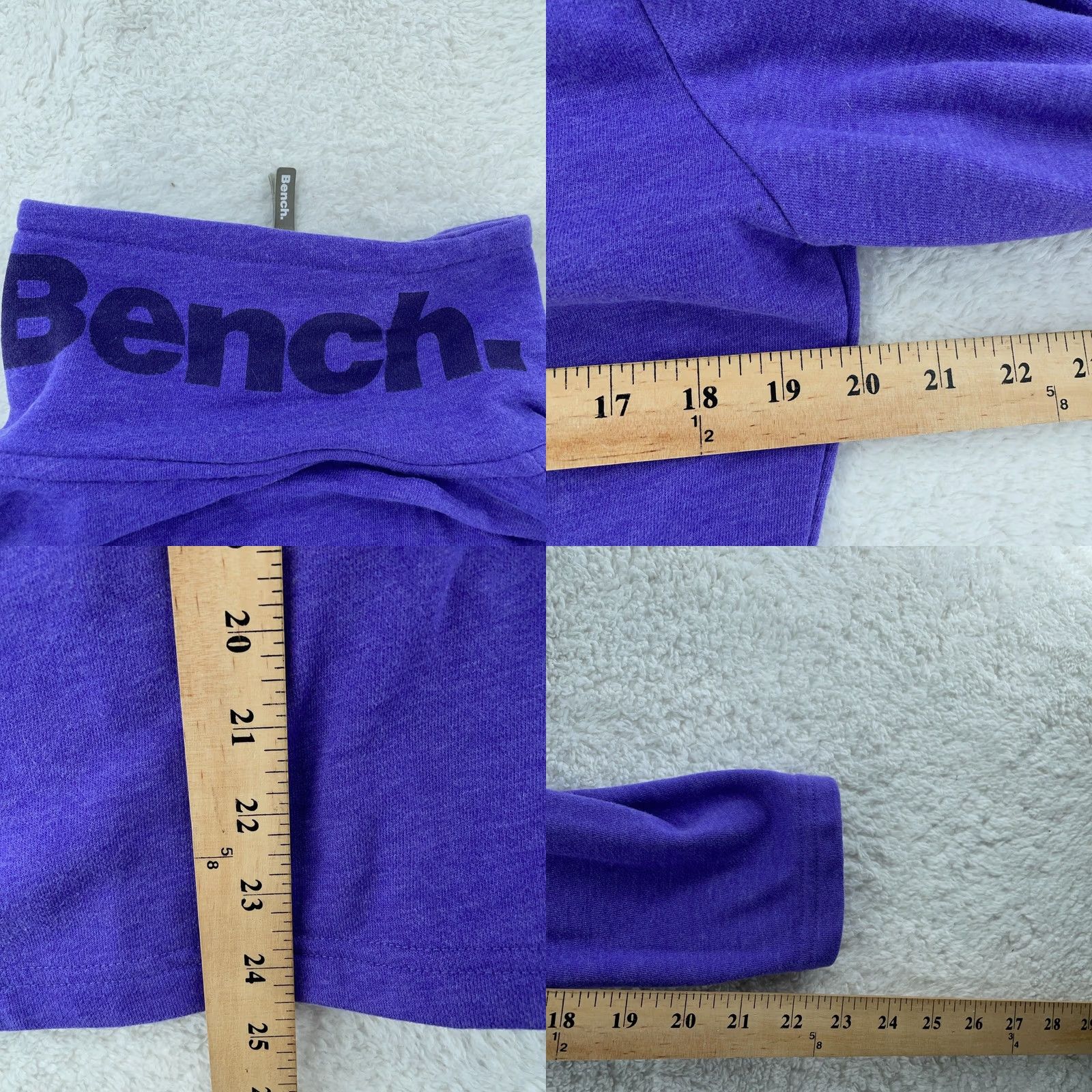 Bench Bench French Terry Sweater Women Large Purple Full Zip Thumb Hole Sleeve Casual Knit Size L / US 10 / IT 46 - 8 Thumbnail