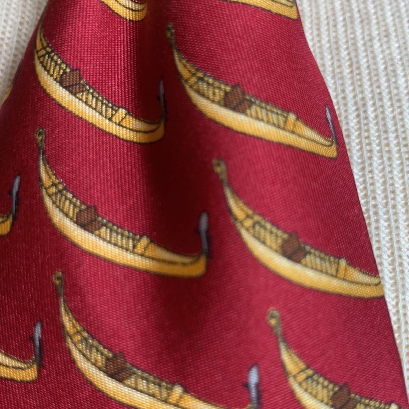 Vintage Venice Fabris Venezia gondola print 100% silk twill necktie Size ONE SIZE - 3 Thumbnail