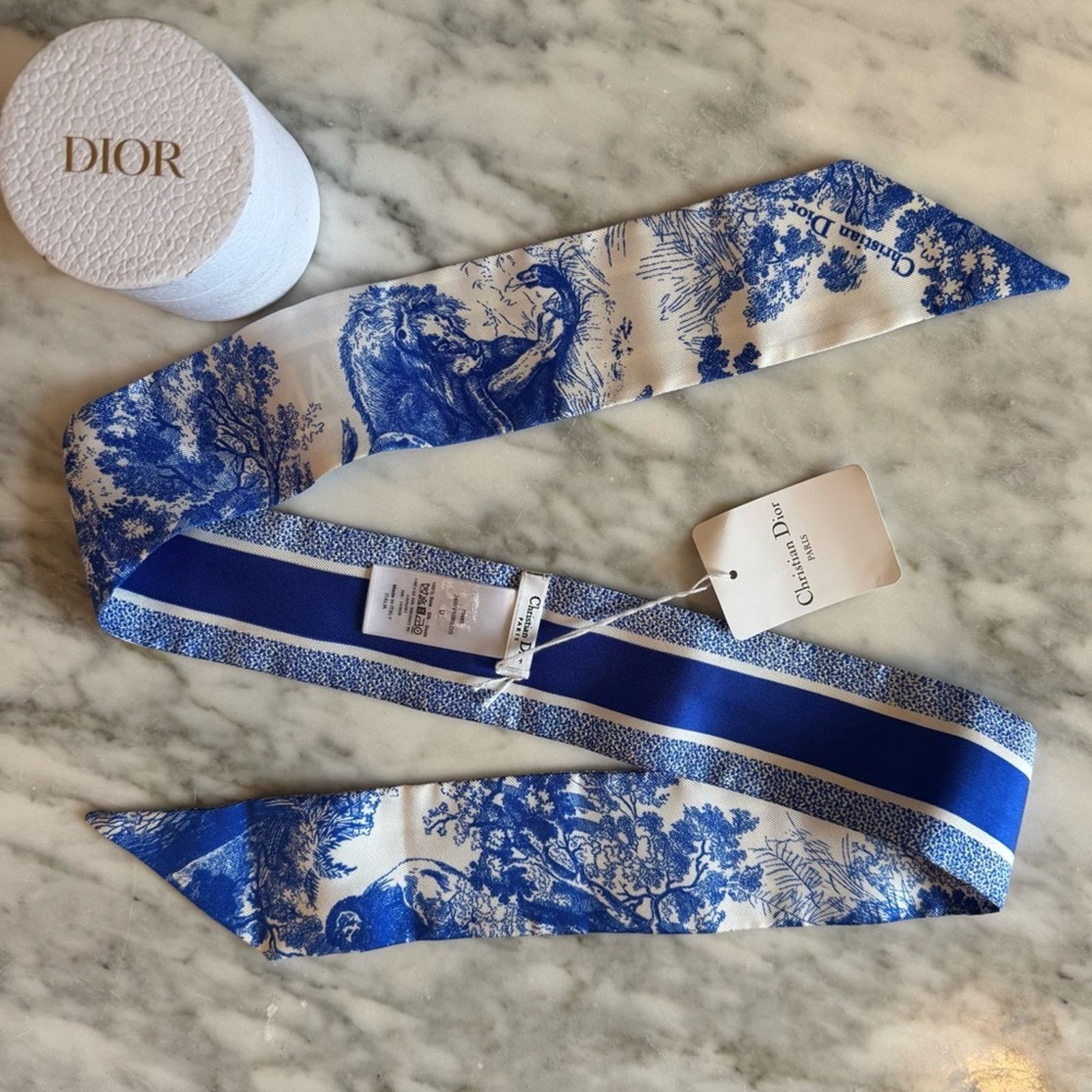 Dior Christian Dior Los Angeles Blue Silk Twilly Scarf Size ONE SIZE - 2 Thumbnail