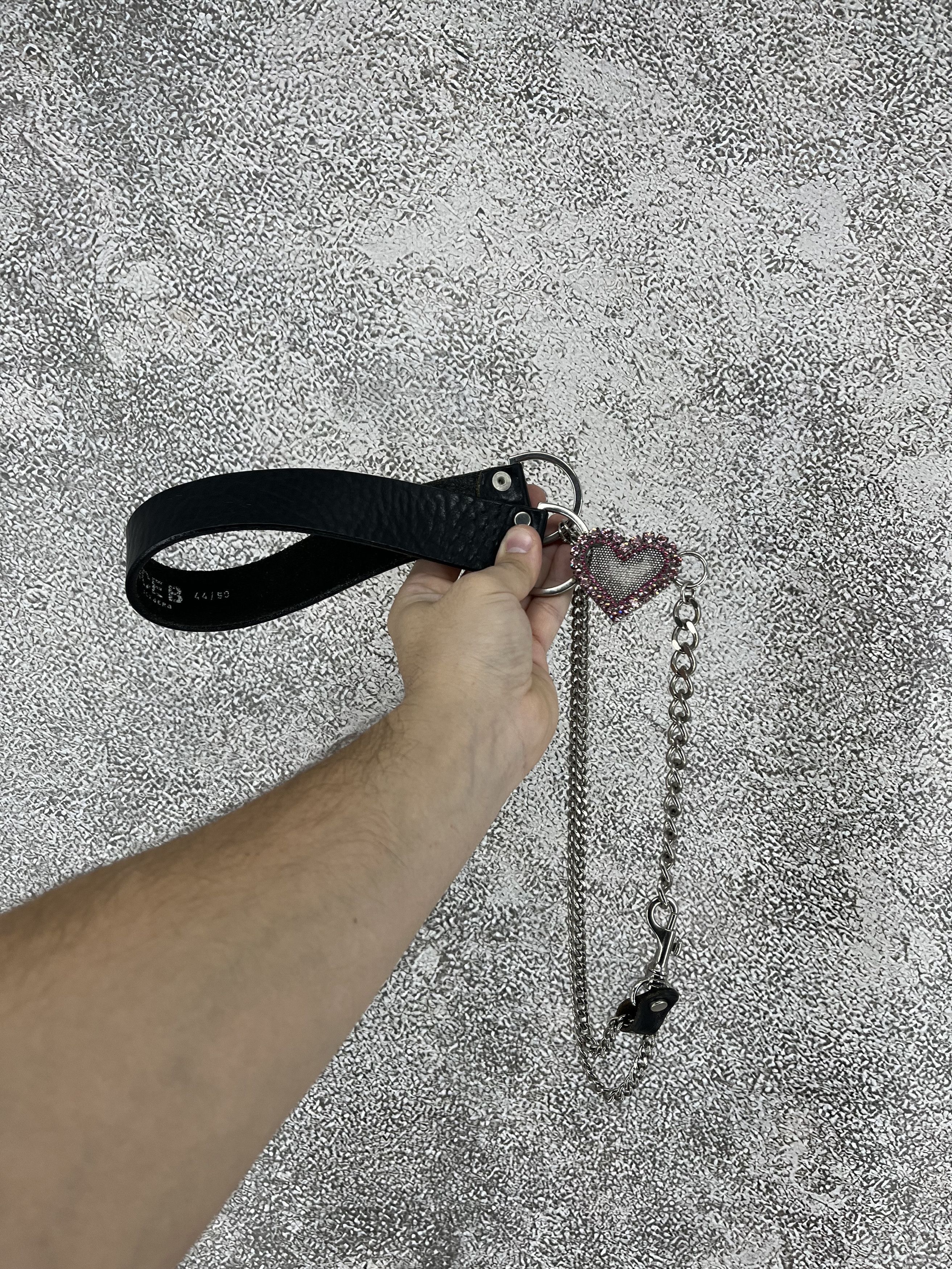 Iceberg ICEBERG Leather Belt with Chain & Pink Heart Charm Size ONE SIZE - 1 Thumbnail