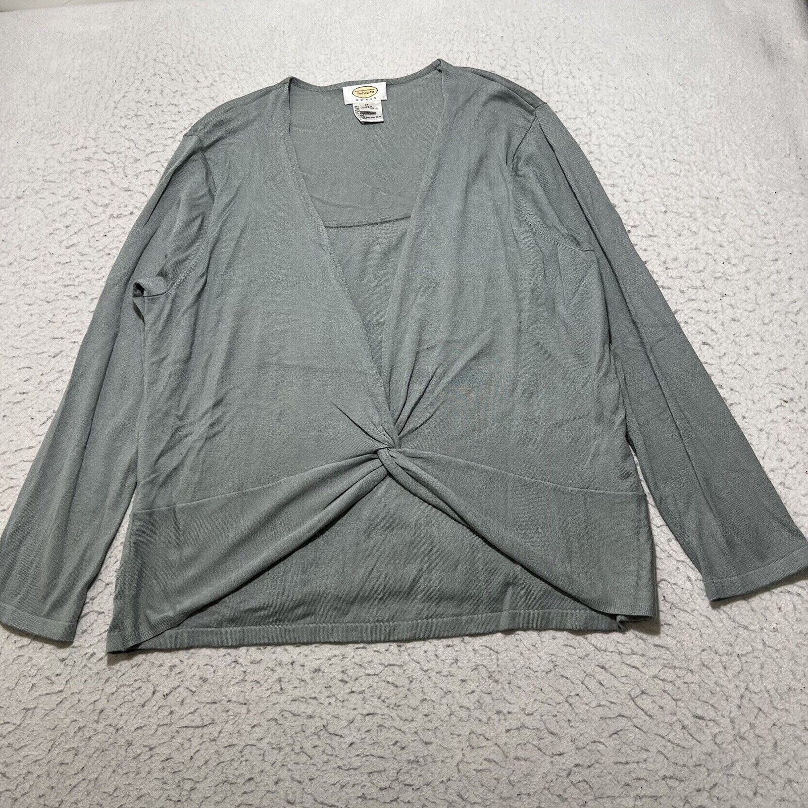 Other Talbots Long Sleeve Layered Wrap Sweater Tie Front Gray Size XL / US 12-14 / IT 48-50 - 1 Thumbnail