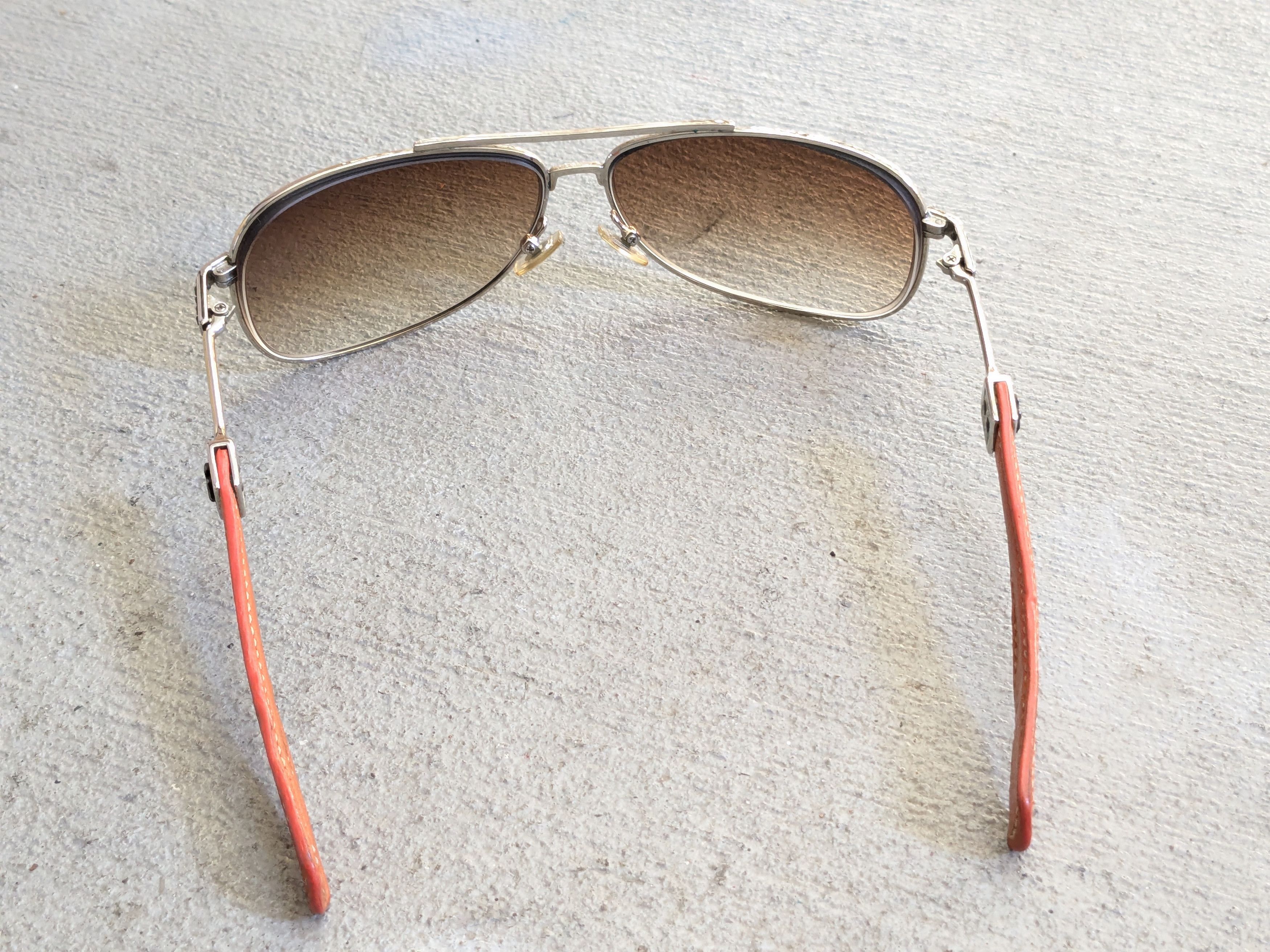 Chrome Hearts Chrome Hearts Sunglasses 'Kustom' Orange Leather Aviator Size ONE SIZE - 8 Thumbnail