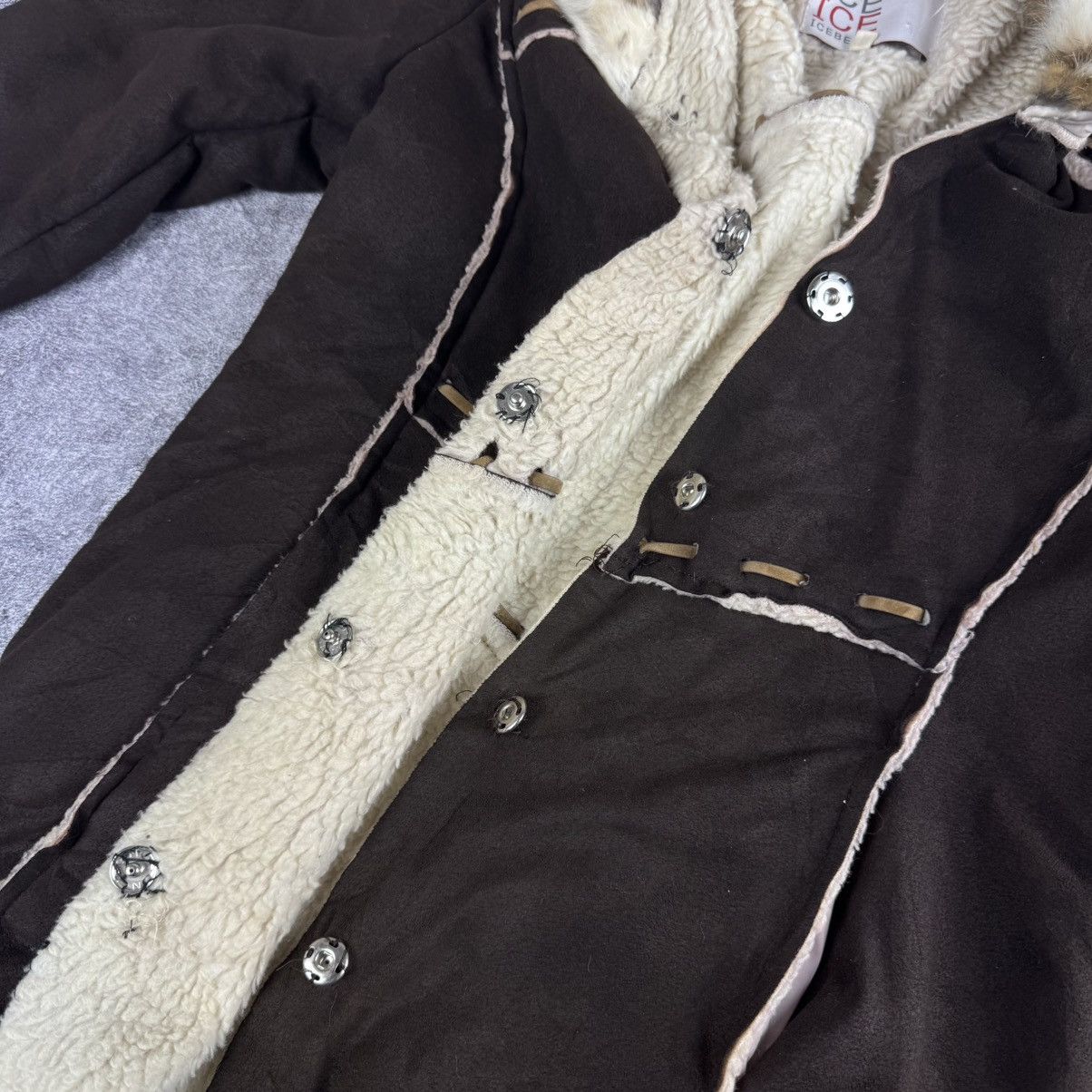 Iceberg Iceberg Vintage 00s Suede Fur Trim Coat / Y2K Aesthetic Size XL / US 12-14 / IT 48-50 - 8 Thumbnail