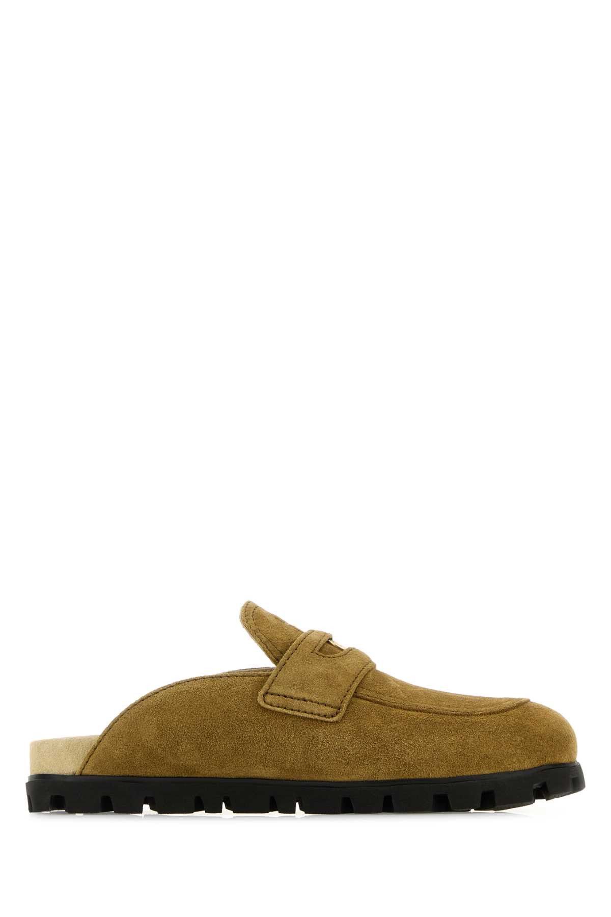 Olive Green Suede Slippers