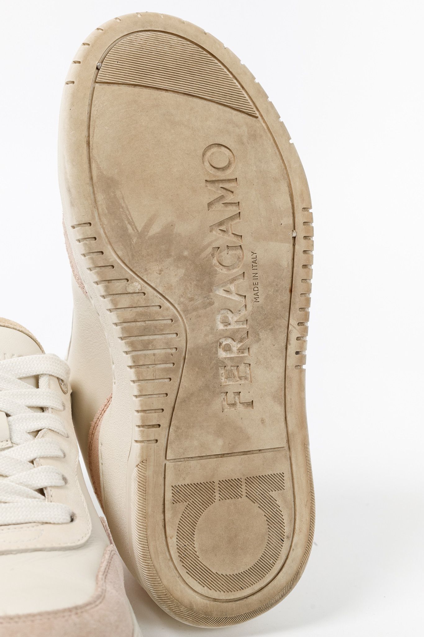 Salvatore Ferragamo Ferragamo Dania Cream Gancini Lace-Up Leather Sneakers Size US 5 / IT 35 - 5 Thumbnail