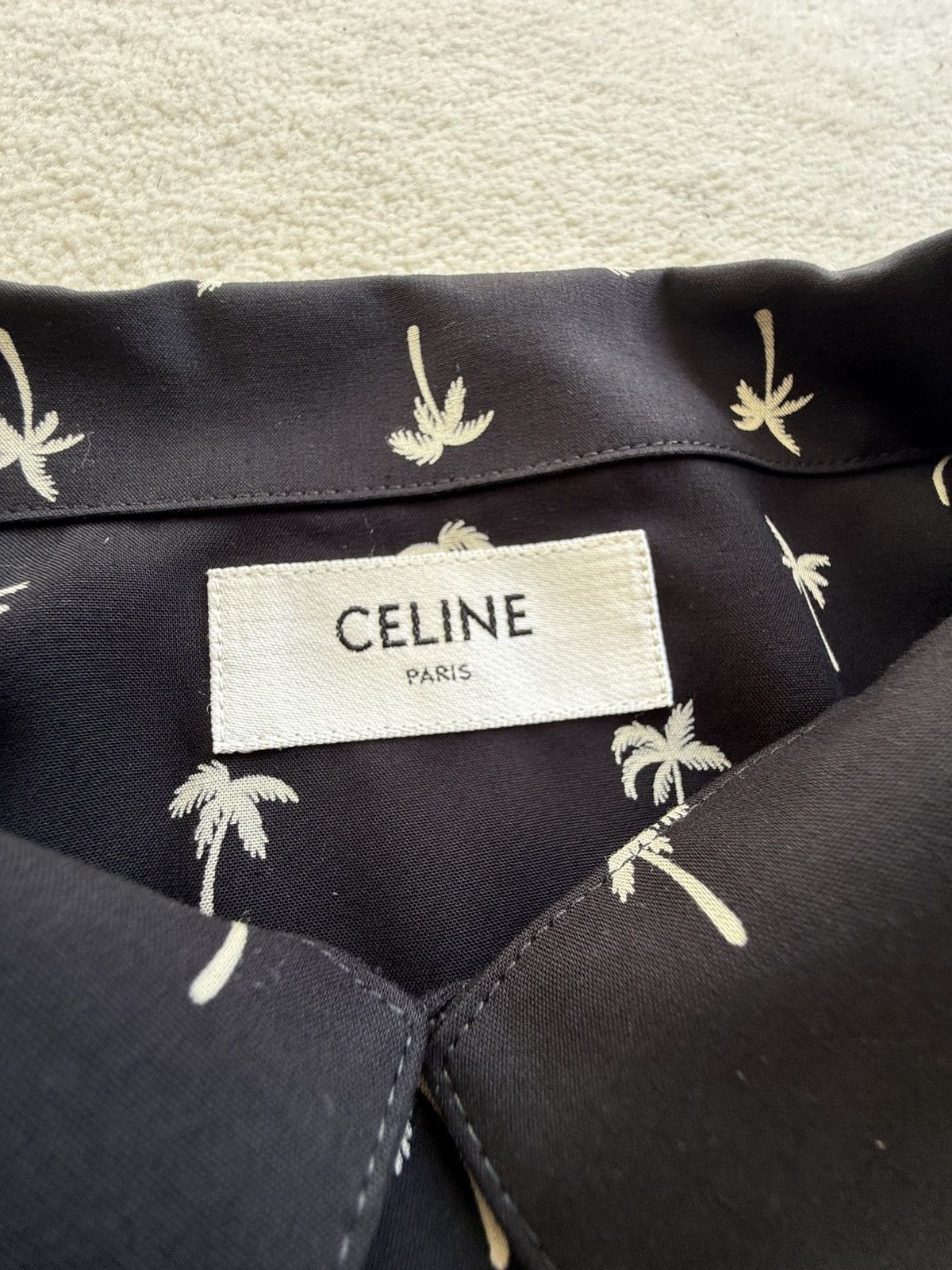 Celine SS24 $1.15k 🤑 Celine Hedi palm tree Hawaiian Black shirt Size US L / EU 52-54 / 3 - 18 Thumbnail