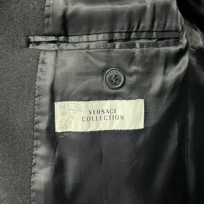 Versace Solid wool double-breasted gold-buttoned coat