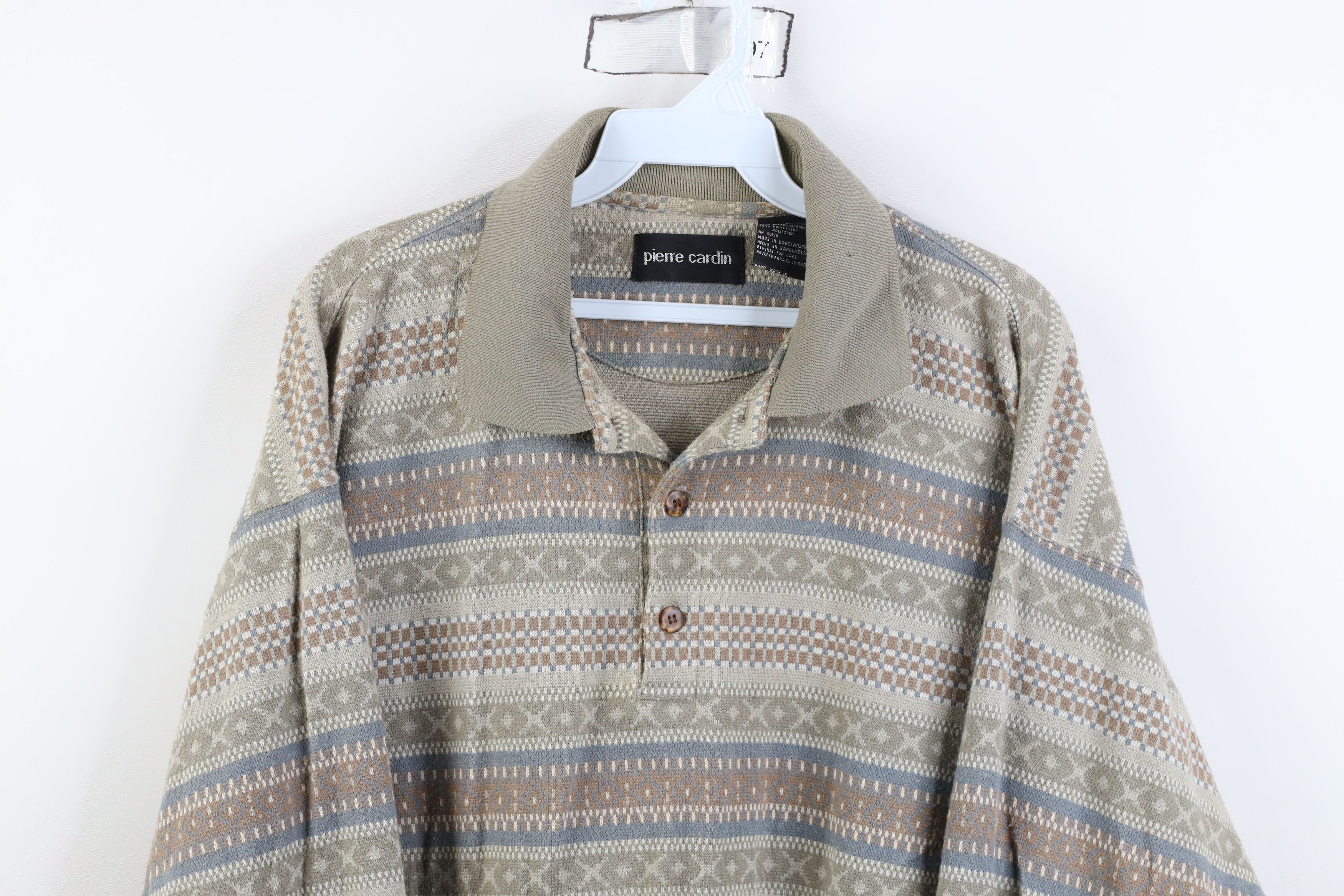 Pierre Cardin Vintage 90s Pierre Cardin Fair Isle Long Sleeve Rugby Polo Size US L / EU 52-54 / 3 - 2 Thumbnail