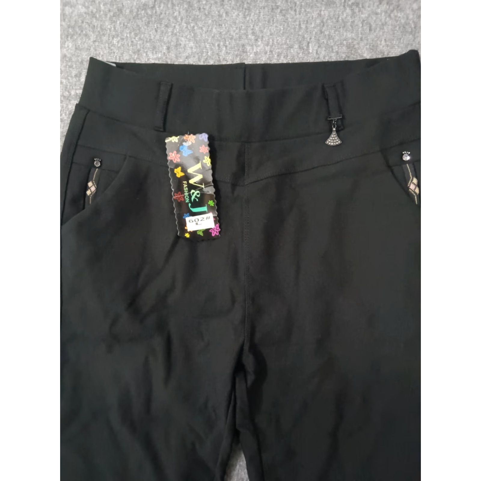Vintage W&J Fashion Women's L Charcoal Stretch High Rise Pull On Pants Tapered Chino Slim Size 36" / US 14 / IT 50 - 3 Thumbnail